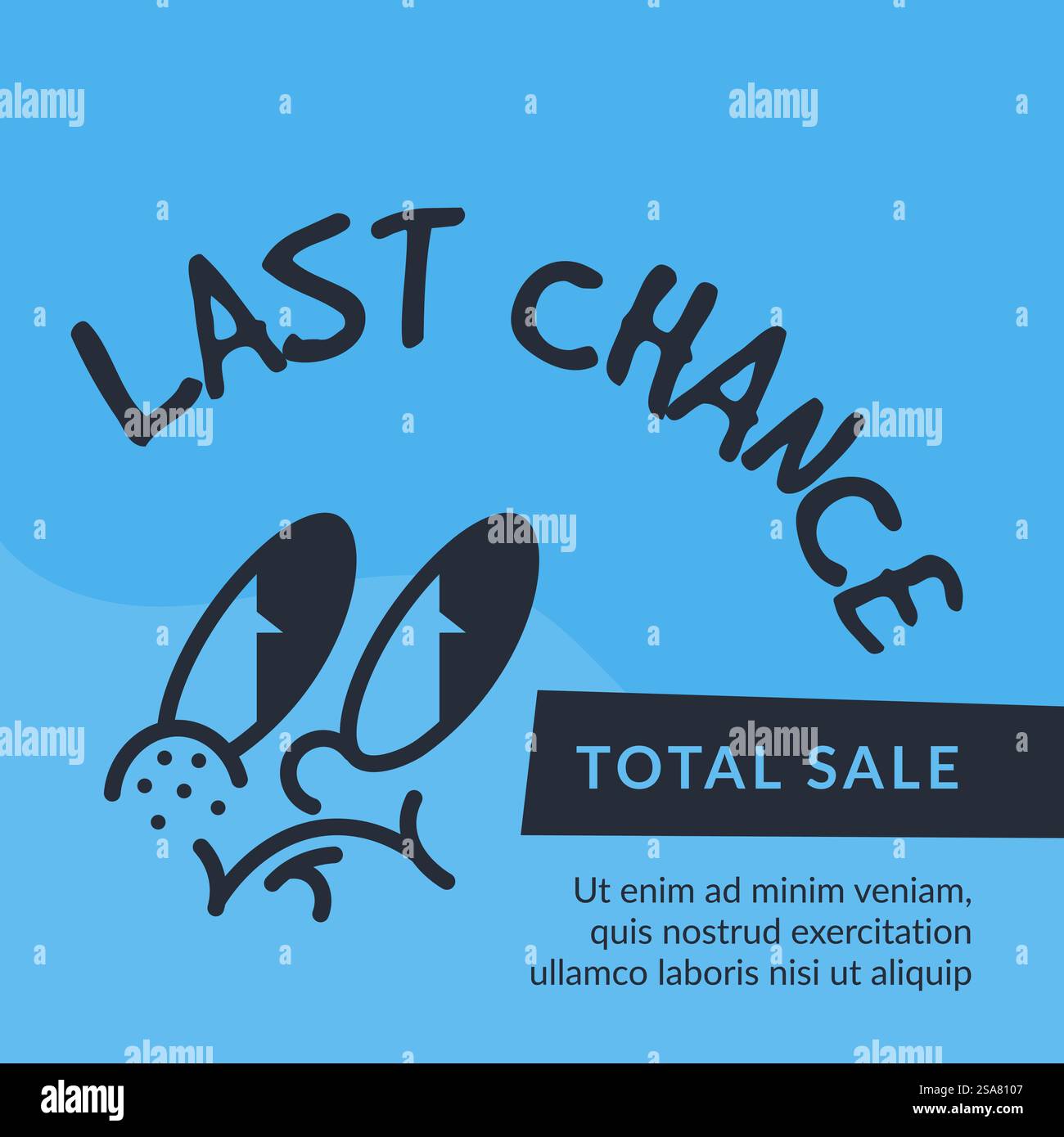 Vente totale et remises pour les clients, liquidation et liquidation des produits et articles. Dernière chance pour les clients et les visiteurs de la boutique et des magasins. Bannière promotionnelle avec info. Vecteur dans le style plat. Bannière promotionnelle de vente totale de dernière chance pour la boutique Illustration de Vecteur