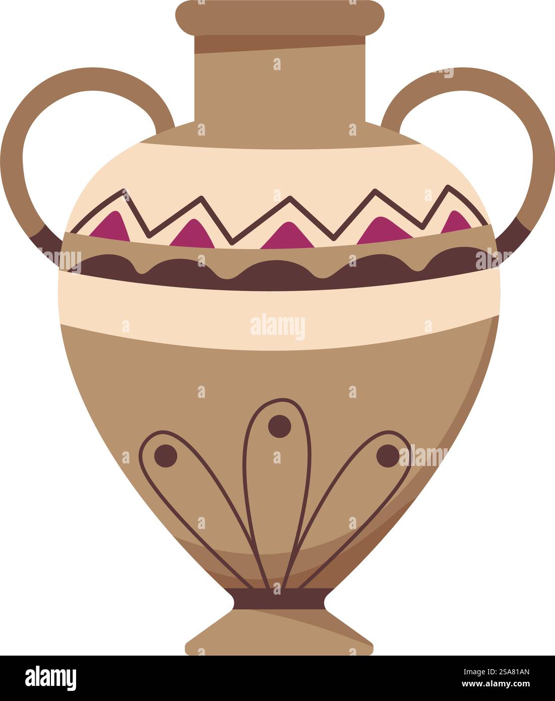 Objet d'exposition pour musée, vase isolé avec ornements géométriques et design. Culture égyptienne et monuments, cruche avec poignées pour l'eau ou le liquide. Récipient en argile pour la cuisine. Vecteur dans le style plat. Vase avec ornement, vecteur de sculpture historique Illustration de Vecteur