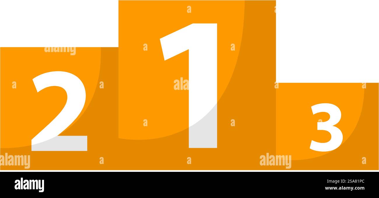 Podium pour les gagnants de la première, deuxième et troisième place. Victoire et compétition, défis résultats pour les joueurs ou concurrents participants. Tenez-vous debout avec une, deux et trois marches. Vecteur dans le style plat. Champion du podium avec des places gagnantes pour les matchs Illustration de Vecteur