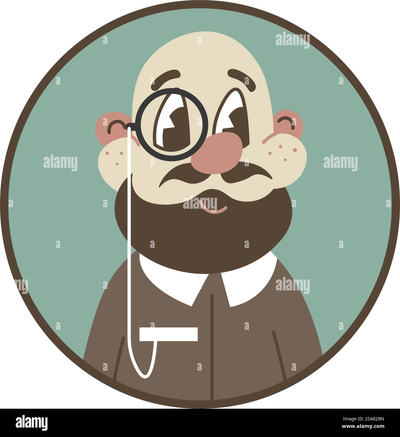 Arrière grand-père avatar ou photo, personnage masculin isolé portant costume et lunettes. Icône d'arbre généalogique avec l'image d'un parent, ancêtre grand-parent. Vecteur de personnage d'homme dans l'illustration de style plat. Personnage d'homme de la photo avatar du siècle précédent Illustration de Vecteur