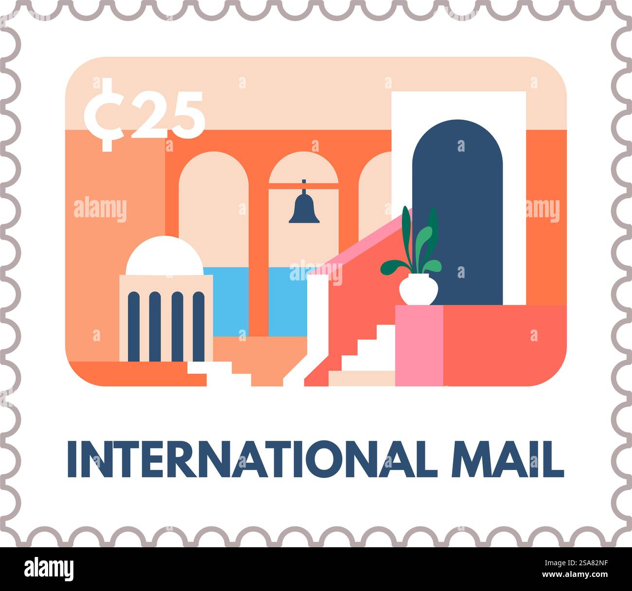 Papier enveloppe avec des repères de l'architecture de la ville ou de la vieille ville. Carte postale isolée ou TAD avec prix. Service de courrier et de livraison express, marque d'affranchissement de correspondance. Vecteur dans le style plat. Courrier international, correspondance et lettres Illustration de Vecteur