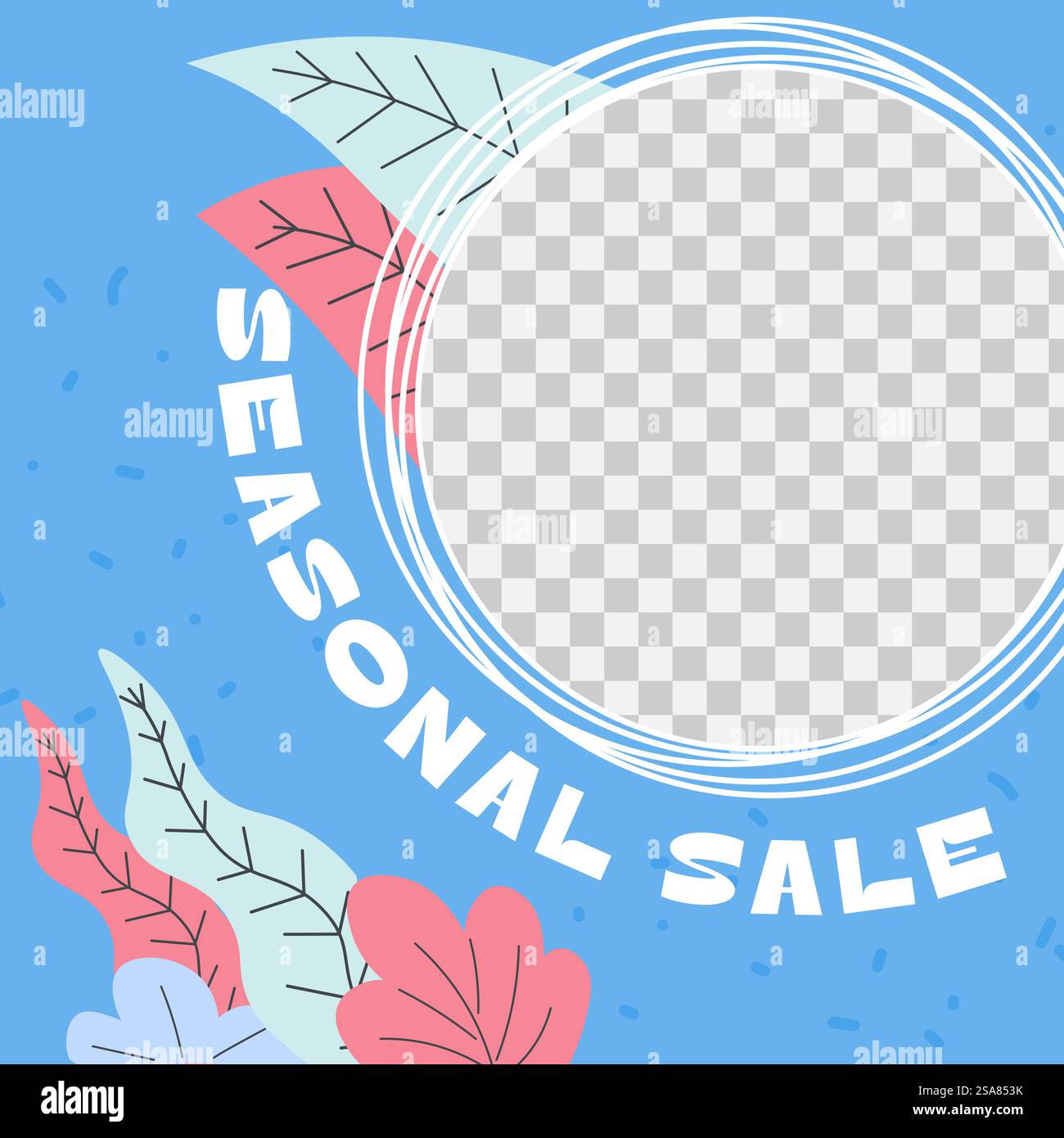 Articles sélectionnés avec réductions, vente saisonnière en magasin ou en magasin. Prix réduits et coûts les plus bas pour les produits. Promo avec cadre transparent et feuilles. Publicité et marketing. Vecteur dans le style plat. Vente saisonnière, bannière promotionnelle pour magasin Illustration de Vecteur