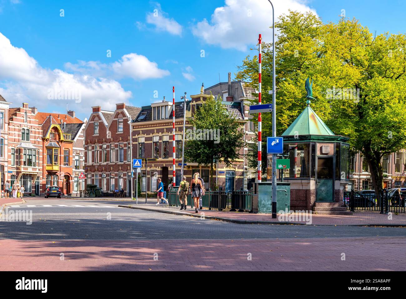 Maisons traditionnelles dans le centre-ville de Groningen, pays-Bas Banque D'Images