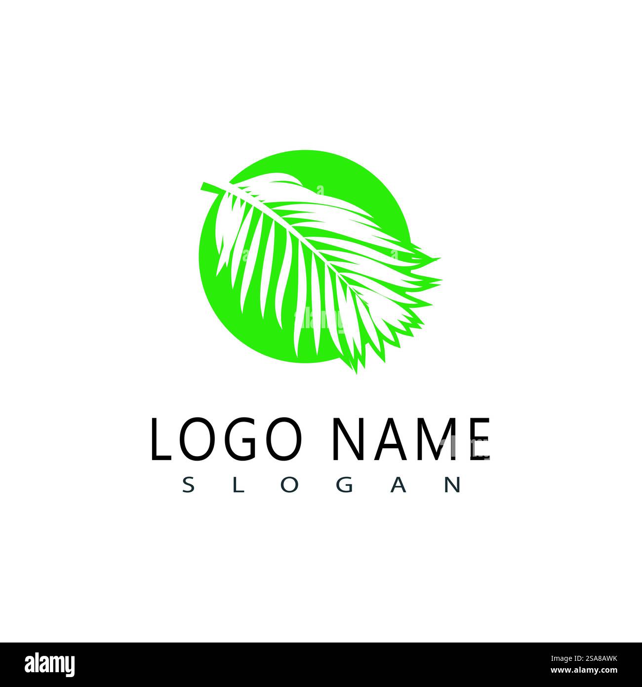 Symbole et conception de modèle vectoriel de logo de palme de feuille Illustration de Vecteur