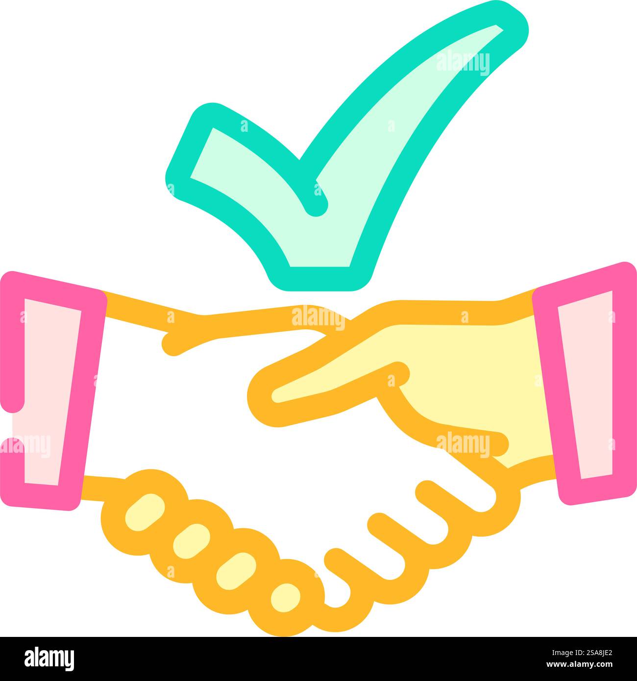 vecteur d'icône de couleur de coche de poignée de main. signe de coche d'établissement de la liaison. illustration de symbole isolé. illustration vectorielle d'icône de couleur de coche de poignée de main Illustration de Vecteur