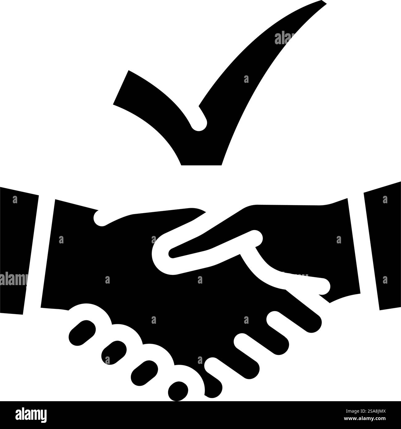 vecteur d'icône de glyphe de coche de poignée de main. signe de coche d'établissement de la liaison. illustration de symbole isolé. illustration vectorielle d'icône de glyphe de marque de coche de poignée de main Illustration de Vecteur