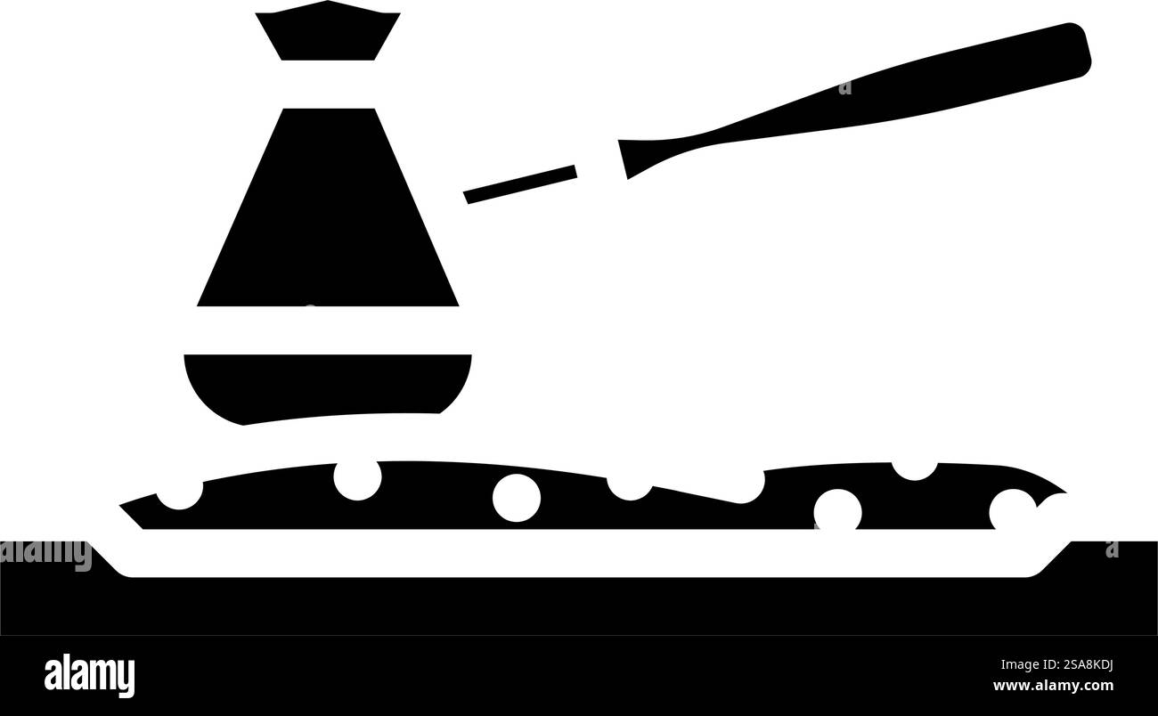 vecteur d'icône de glyphe de cuisine de sable de café turc. panneau de cuisine de sable de café turc. illustration de symbole isolé. illustration vectorielle d'icône de glyphe de cuisine de sable de café turc Illustration de Vecteur