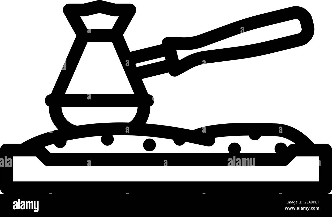 vecteur d'icône de ligne de cuisine de sable de café turc. panneau de cuisine de sable de café turc. illustration noire du symbole de contour isolé. illustration vectorielle d'icône de ligne de cuisine de sable de café turc Illustration de Vecteur