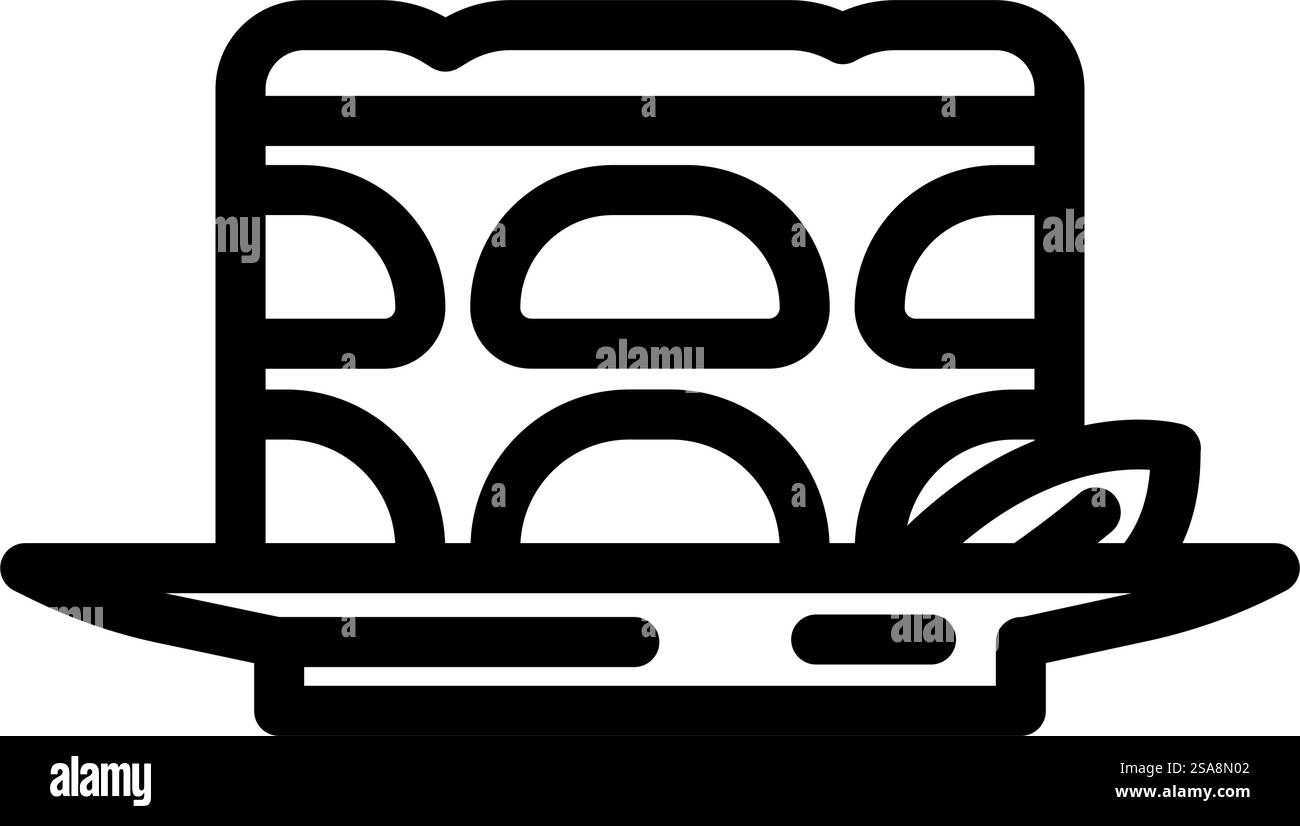 vecteur d'icône de ligne de cuisine italienne de dessert tiramisu. tiramisu dessert signe de cuisine italienne. illustration noire du symbole de contour isolé. illustration vectorielle d'icône de ligne de cuisine italienne de dessert tiramisu Illustration de Vecteur