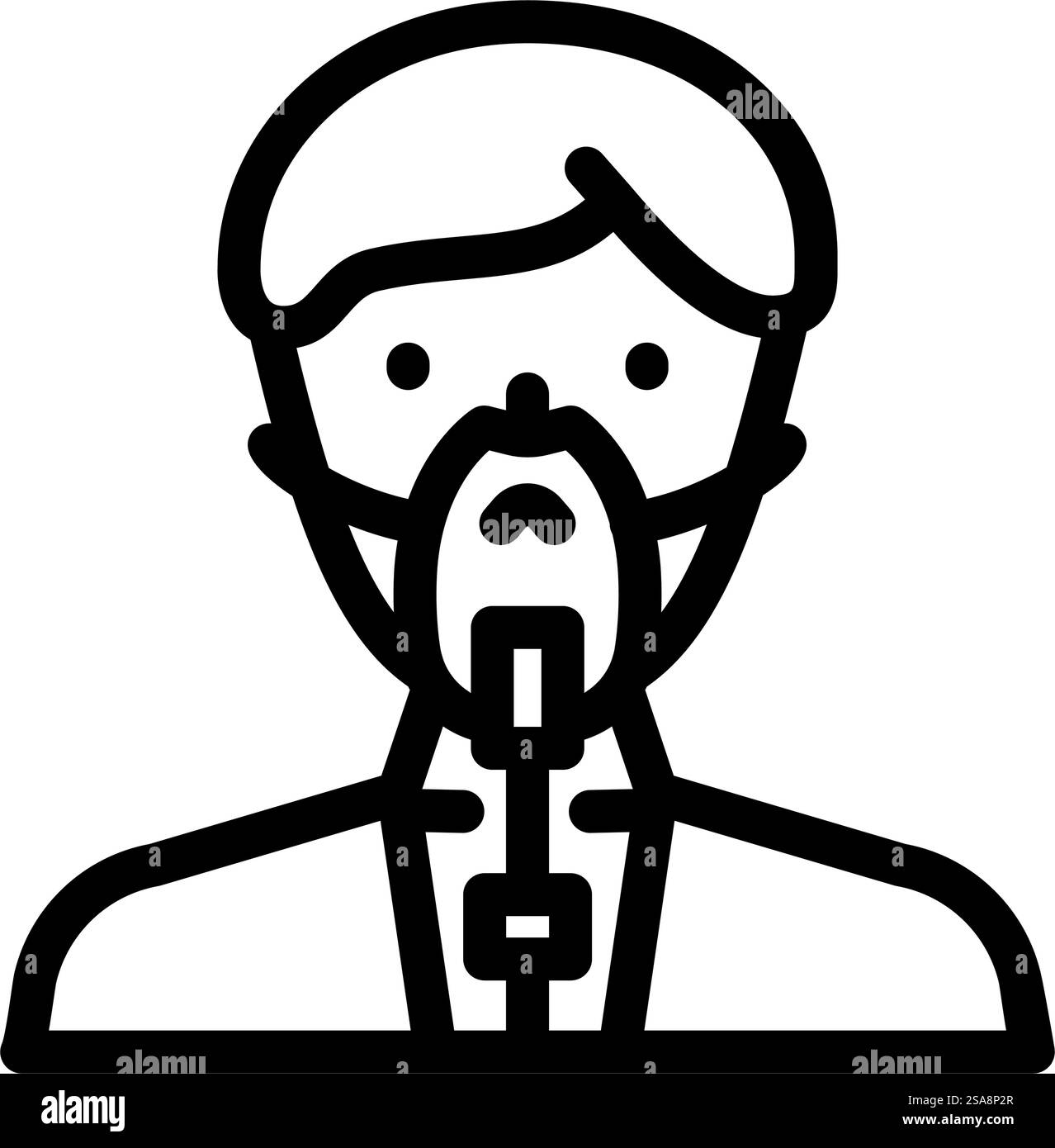 vecteur d'icône de ligne de visage de masque à oxygène. panneau facial pour masque à oxygène. illustration noire du symbole de contour isolé. illustration vectorielle d'icône de ligne de visage de masque à oxygène Illustration de Vecteur