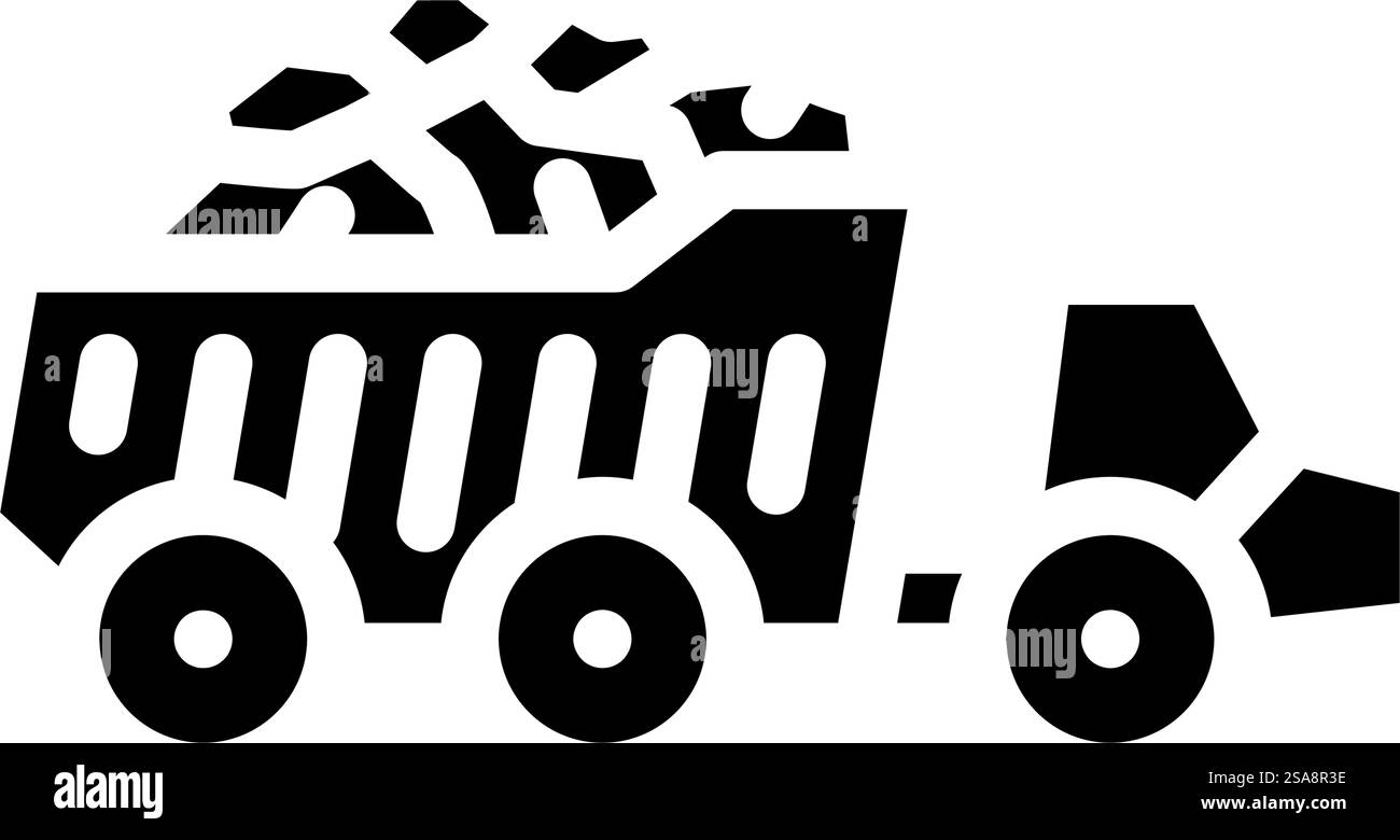 vecteur d'icône de glyphe de véhicule de construction de camion de flèche. panneau pour véhicule de construction de camion à flèche. illustration de symbole isolé. illustration vectorielle d'icône de glyphe de véhicule de construction de camion de flèche Illustration de Vecteur