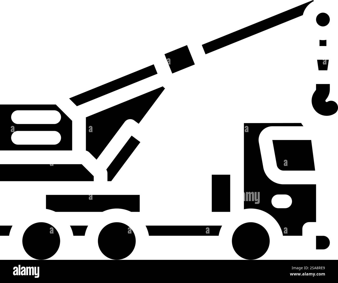 vecteur d'icône de glyphe de véhicule de construction de camion de grue. panneau pour véhicule de construction de camion-grue. illustration de symbole isolé. illustration vectorielle d'icône de glyphe de véhicule de construction de camion de grue Illustration de Vecteur
