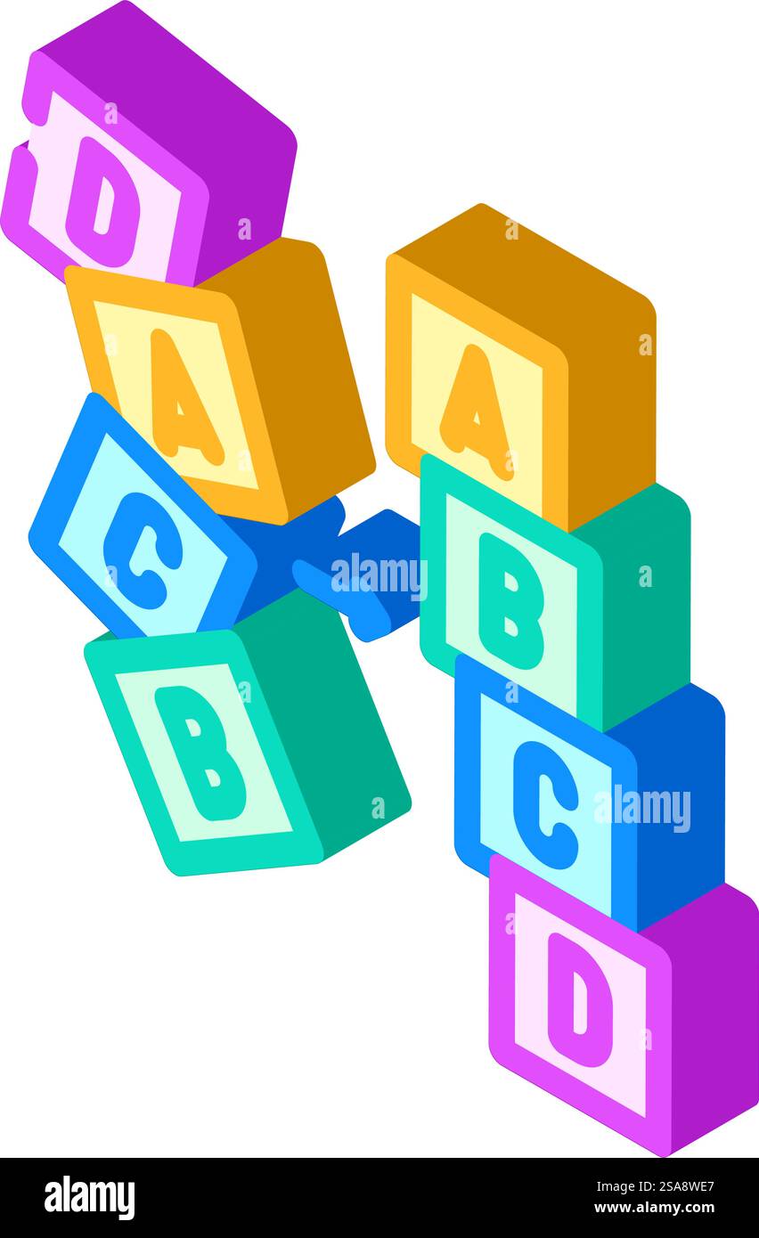 vecteur d'icône isométrique de l'algorithme de tri. signe d'algorithme de tri. illustration de symbole isolé. illustration vectorielle d'icône isométrique de l'algorithme de tri Illustration de Vecteur