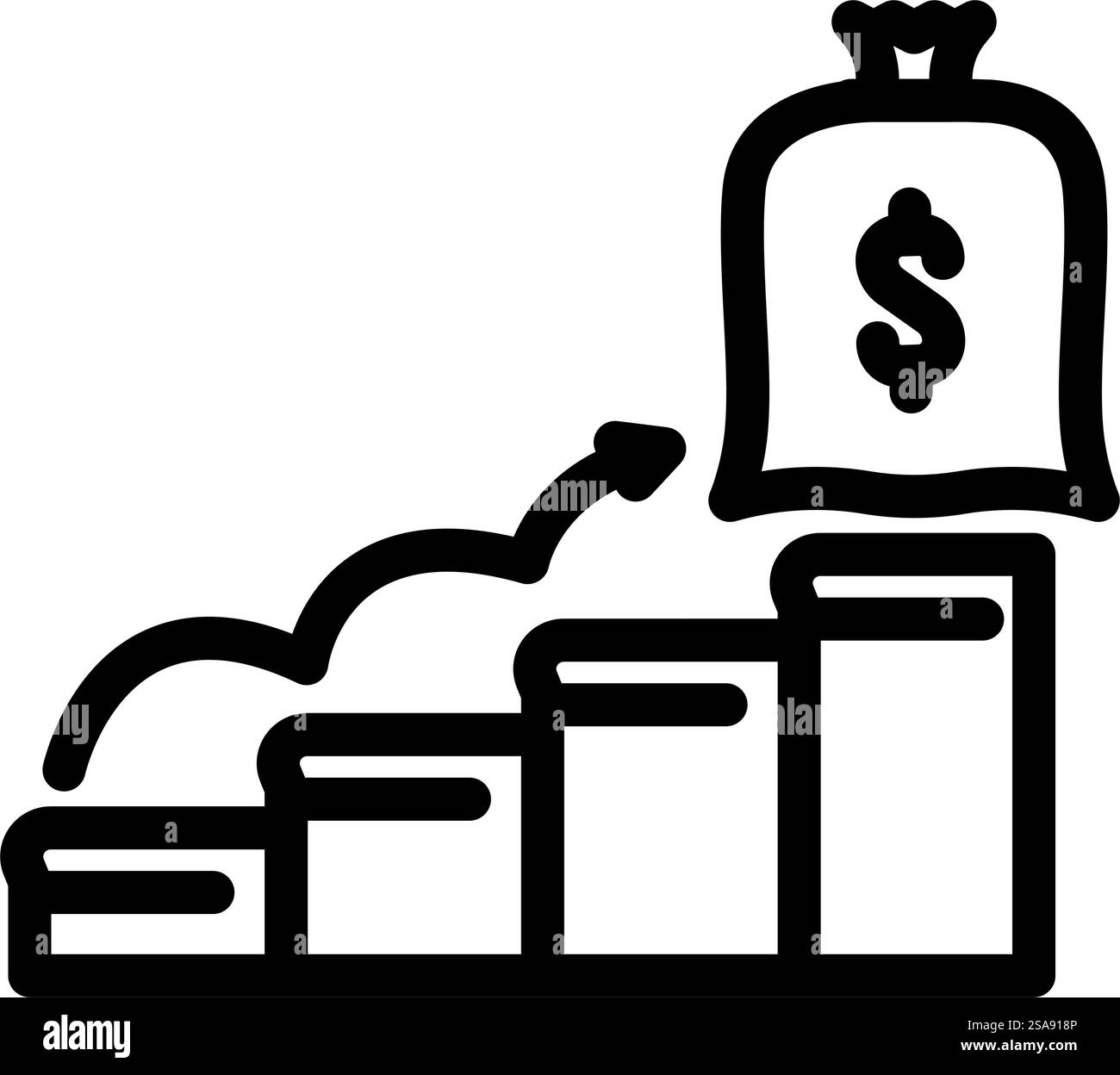 vecteur d'icône de ligne d'objectifs financiers. signe des objectifs financiers. illustration noire du symbole de contour isolé. illustration vectorielle d'icône de ligne d'objectifs financiers Illustration de Vecteur