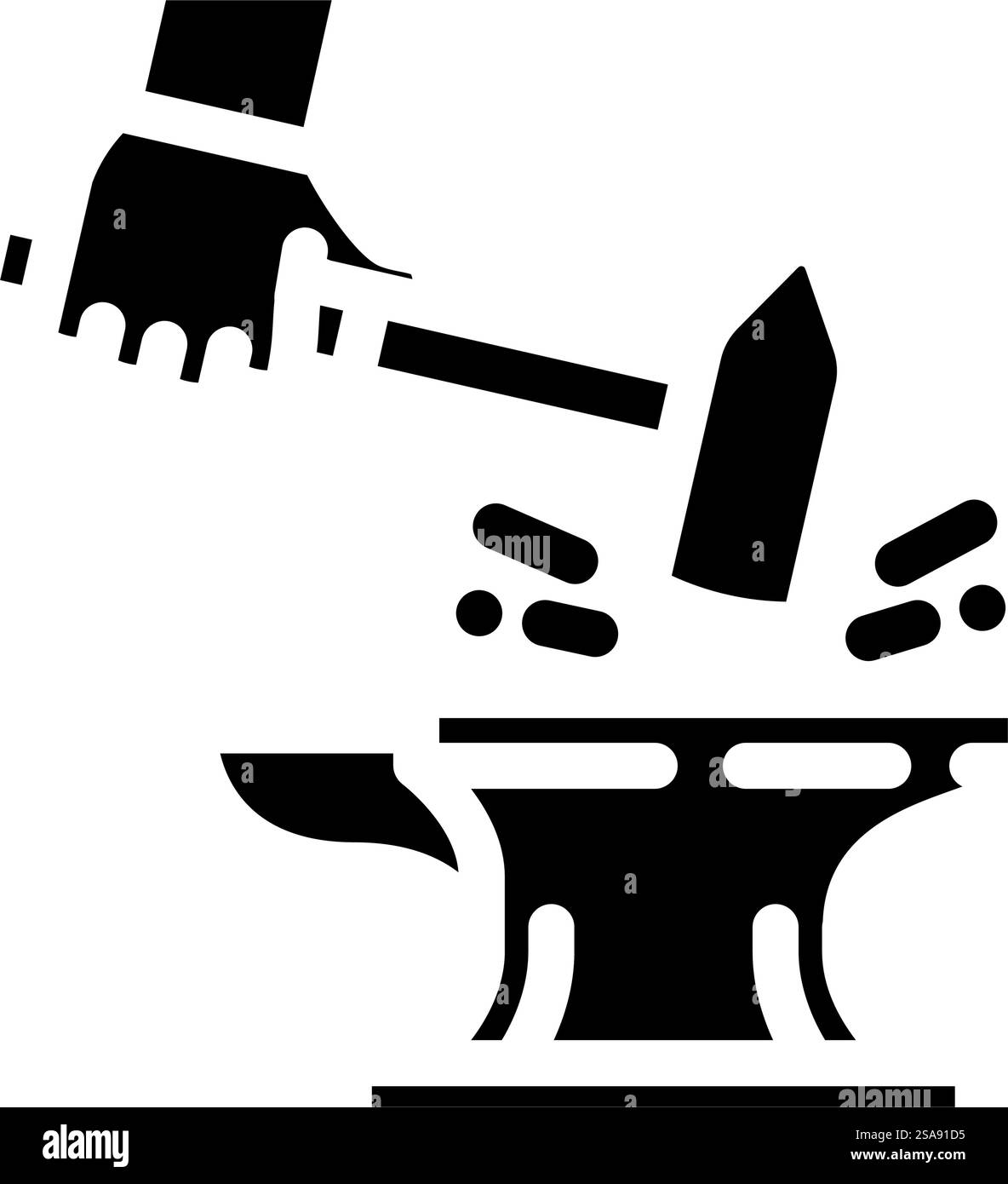 vecteur d'icône de glyphe en métal forge blacksmith. forge signe en métal forgeron. illustration de symbole isolé. illustration vectorielle d'icône de glyphe en métal forge blacksmith Illustration de Vecteur