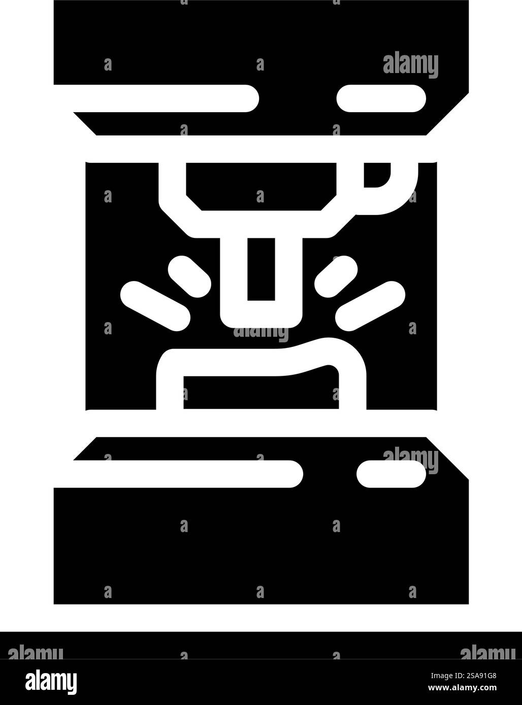 vecteur d'icône de glyphe de métal de forgeron métallurgique. panneau en métal de forgeron pour le travail des métaux. illustration de symbole isolé. illustration vectorielle d'icône de glyphe en métal de forgeron de métal Illustration de Vecteur