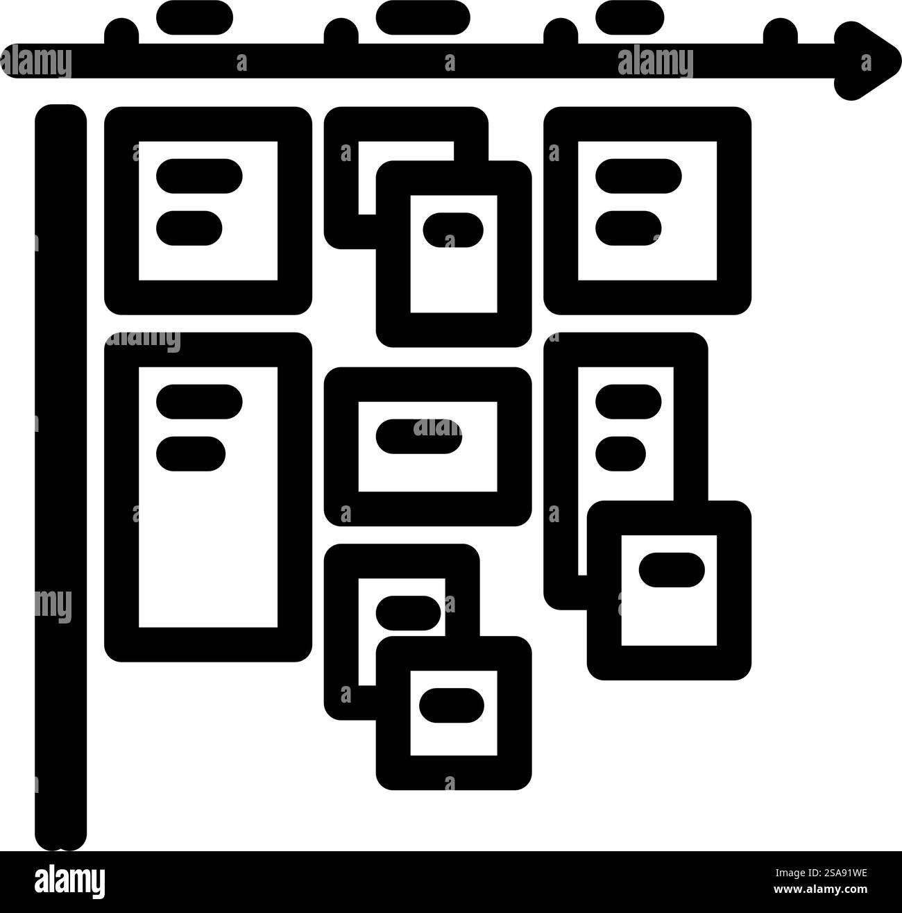vecteur d'icône de ligne de gestion de temps de timeboxing. panneau de gestion du temps de mise en boîte de temps. illustration noire du symbole de contour isolé. illustration vectorielle d'icône de ligne de gestion du temps de timeboxing Illustration de Vecteur