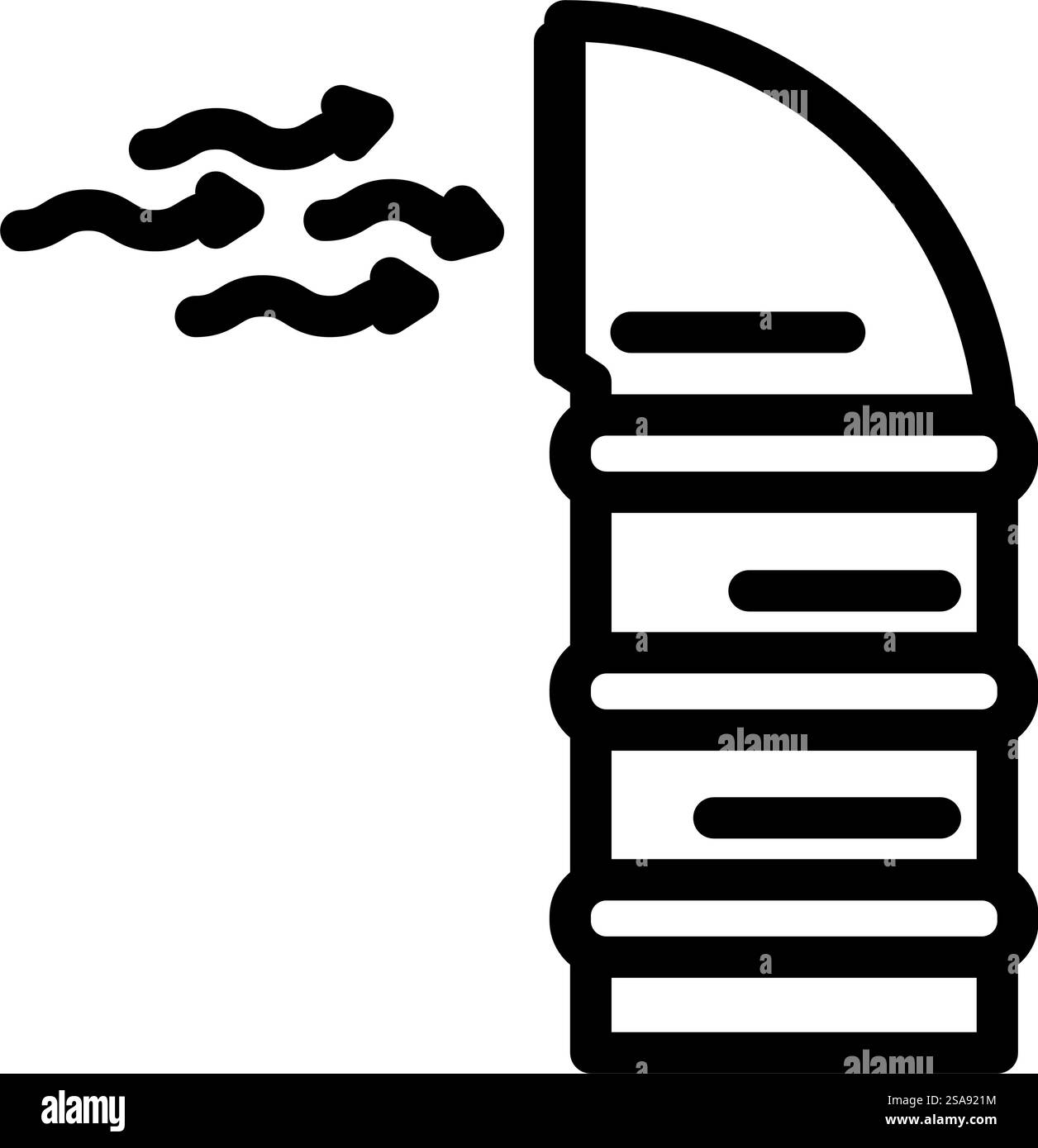 vecteur d'icône de conduite de ventilation d'admission d'air frais. signe de ventilation d'admission d'air frais. illustration noire du symbole de contour isolé. illustration vectorielle de l'icône de conduite de ventilation d'admission d'air frais Illustration de Vecteur