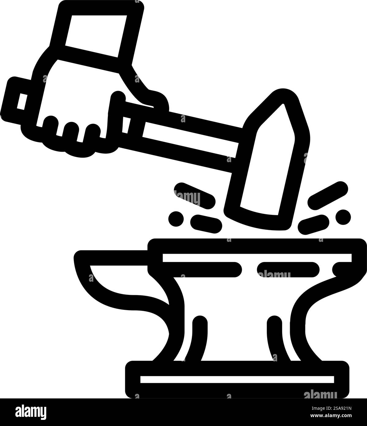 vecteur d'icône de ligne de métal de forge. forge signe en métal forgeron. illustration noire du symbole de contour isolé. illustration vectorielle d'icône de ligne de métal de forge Illustration de Vecteur