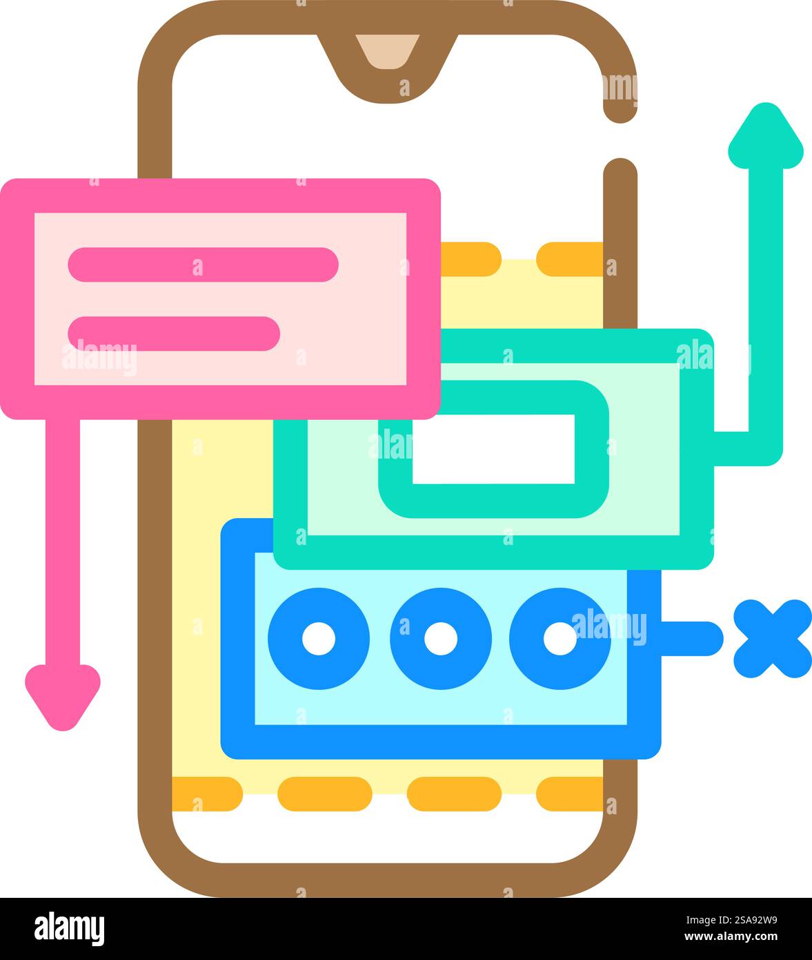 vecteur d'icône de couleur de conception d'interface utilisateur ux de hiérarchie. signe de conception de l'interface utilisateur ux hiérarchique. illustration de symbole isolé. illustration vectorielle d'icône de couleur de conception d'interface utilisateur ux de hiérarchie Illustration de Vecteur
