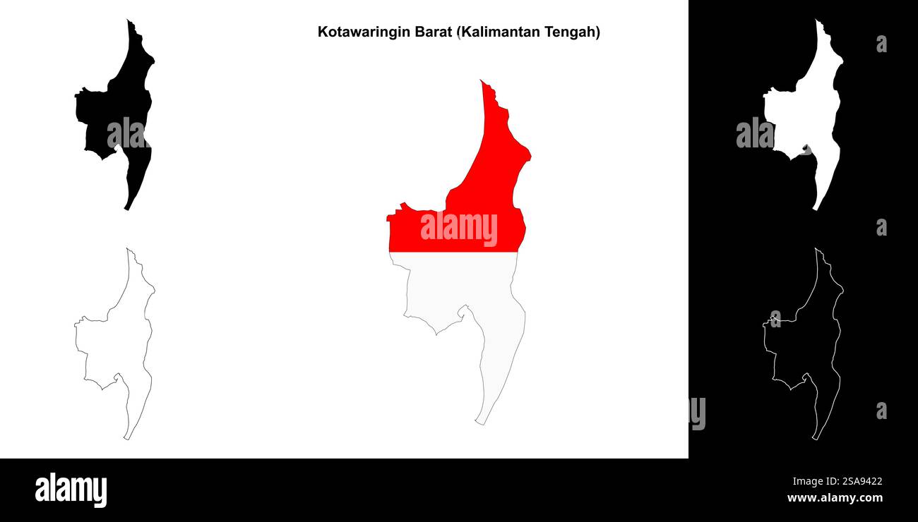 Kotawaringin Barat ensemble de cartes de contour blanc Illustration de Vecteur
