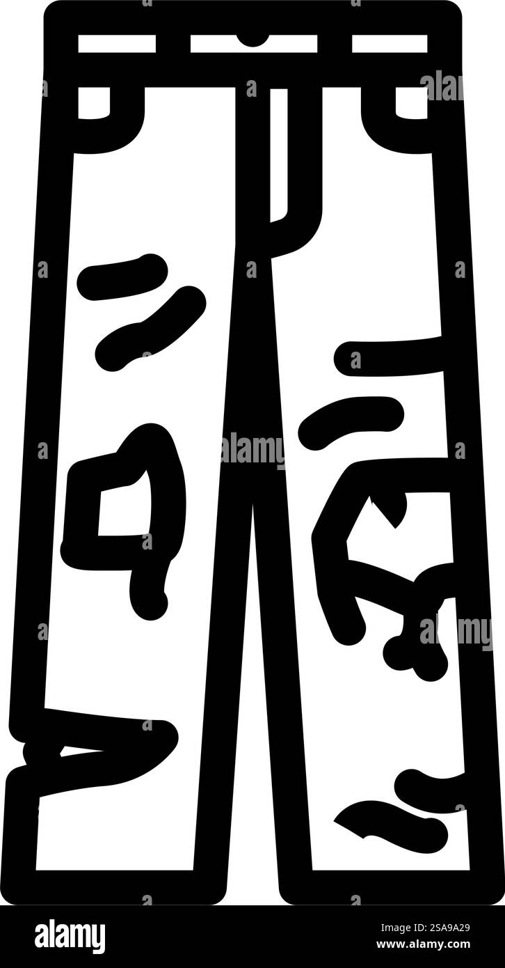vecteur d'icône de ligne de mode en tissu streetwear jeans vieilli. jean vieilli streetwear tissu signe de mode. illustration noire du symbole de contour isolé. jean vieilli streetwear tissu ligne de mode illustration vectorielle d'icône Illustration de Vecteur