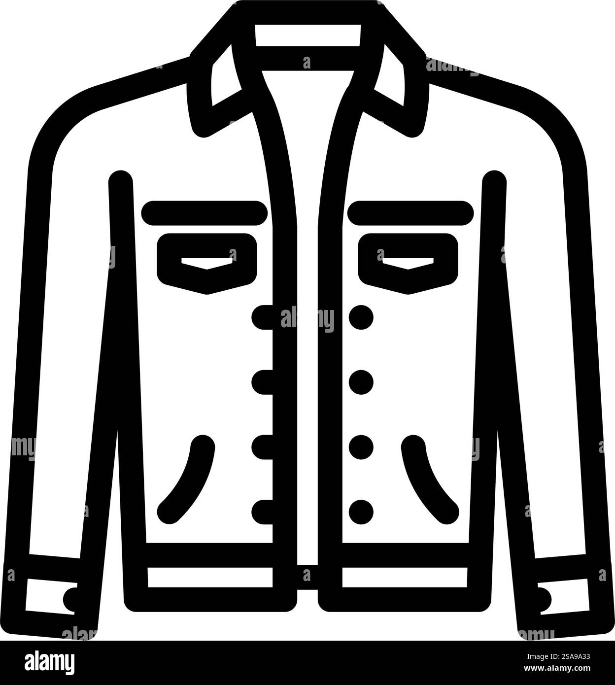 veste en denim streetwear tissu ligne de mode vecteur d'icône. veste denim streetwear tissu signe de mode. illustration noire du symbole de contour isolé. veste en denim streetwear tissu ligne de mode illustration vectorielle d'icône Illustration de Vecteur
