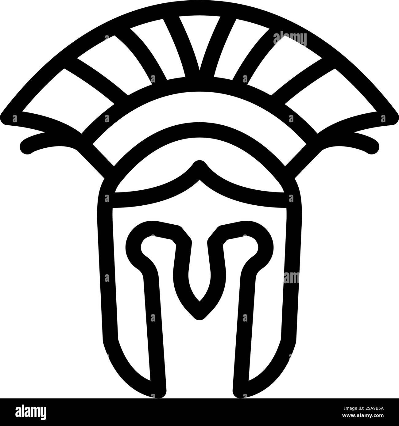 vecteur d'icône de ligne de soldat antique de casque. casque ancien signe de soldat. illustration noire du symbole de contour isolé. illustration vectorielle d'icône de ligne de soldat antique de casque Illustration de Vecteur