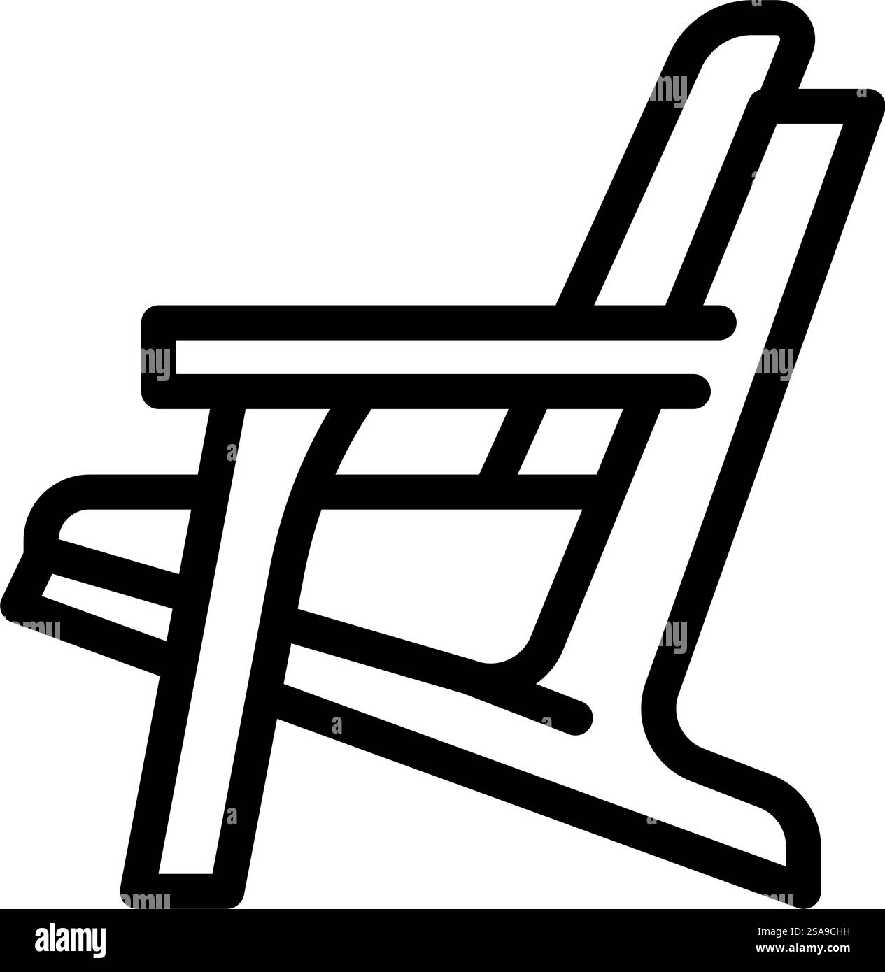 vecteur d'icône de ligne de meubles d'extérieur de chaise adirondack. enseigne de mobilier d'extérieur chaise adirondack. illustration noire du symbole de contour isolé. illustration vectorielle d'icône de ligne de meubles d'extérieur de chaise adirondack Illustration de Vecteur