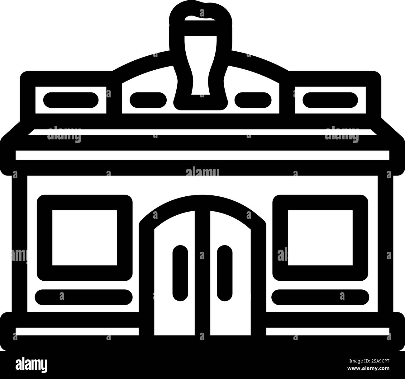 vecteur d'icône de ligne de café de rue de brasserie. enseigne brasserie street café. illustration noire du symbole de contour isolé. illustration vectorielle d'icône de ligne de café de rue de brasserie Illustration de Vecteur