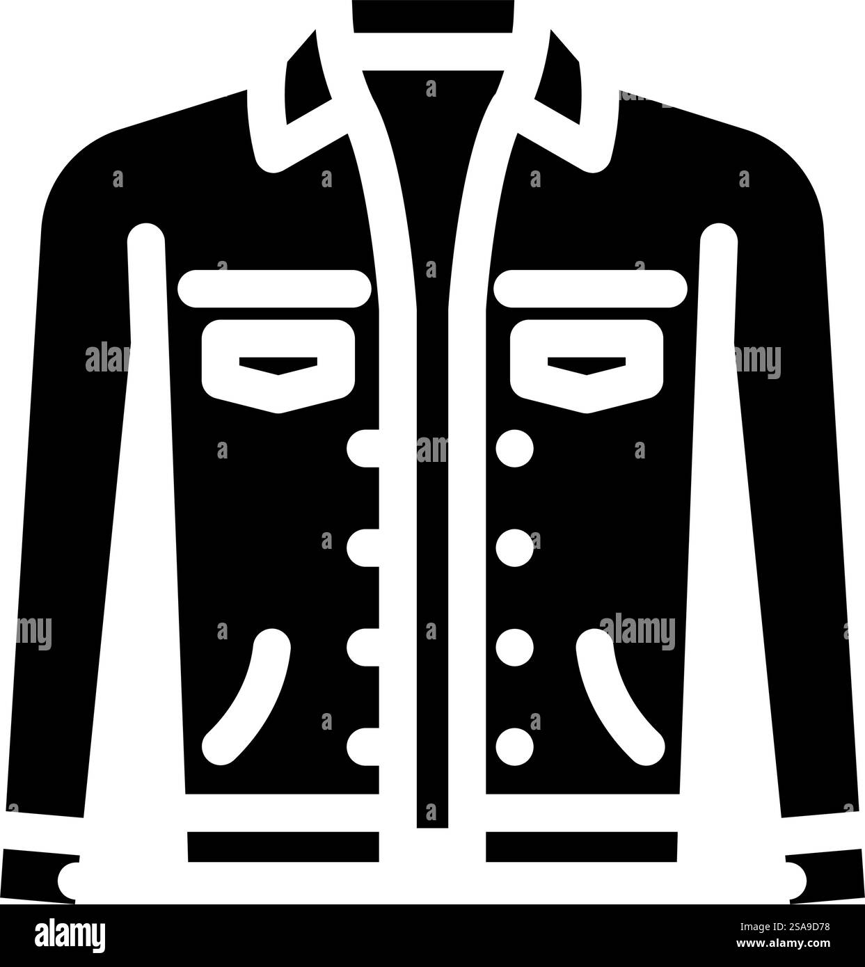 veste en denim streetwear tissu mode vecteur d'icône de glyphe. veste denim streetwear tissu signe de mode. illustration de symbole isolé. veste en denim streetwear tissu mode glyphe icône illustration vectorielle Illustration de Vecteur