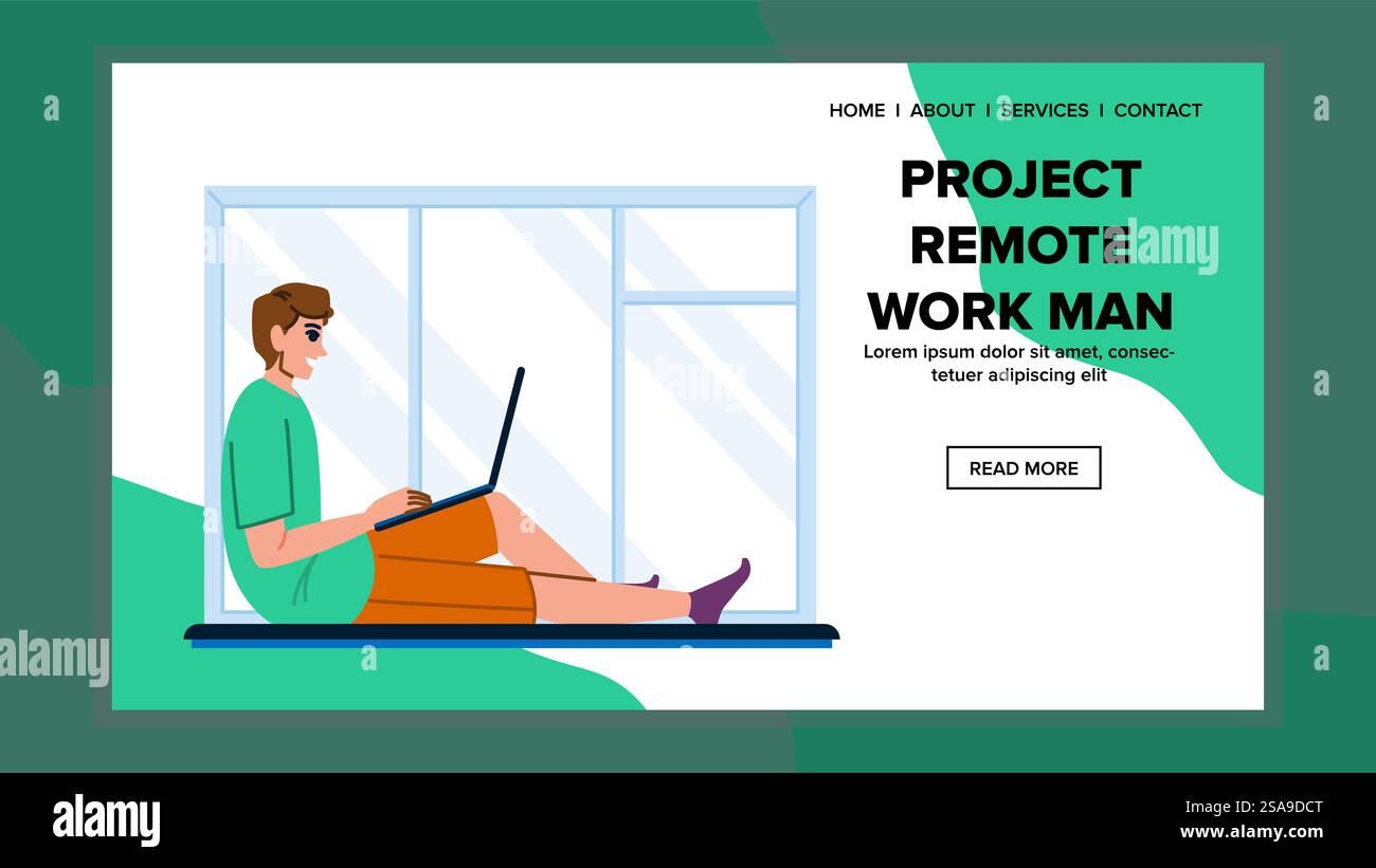 vecteur d'homme de travail à distance de projet de flexibilité ...