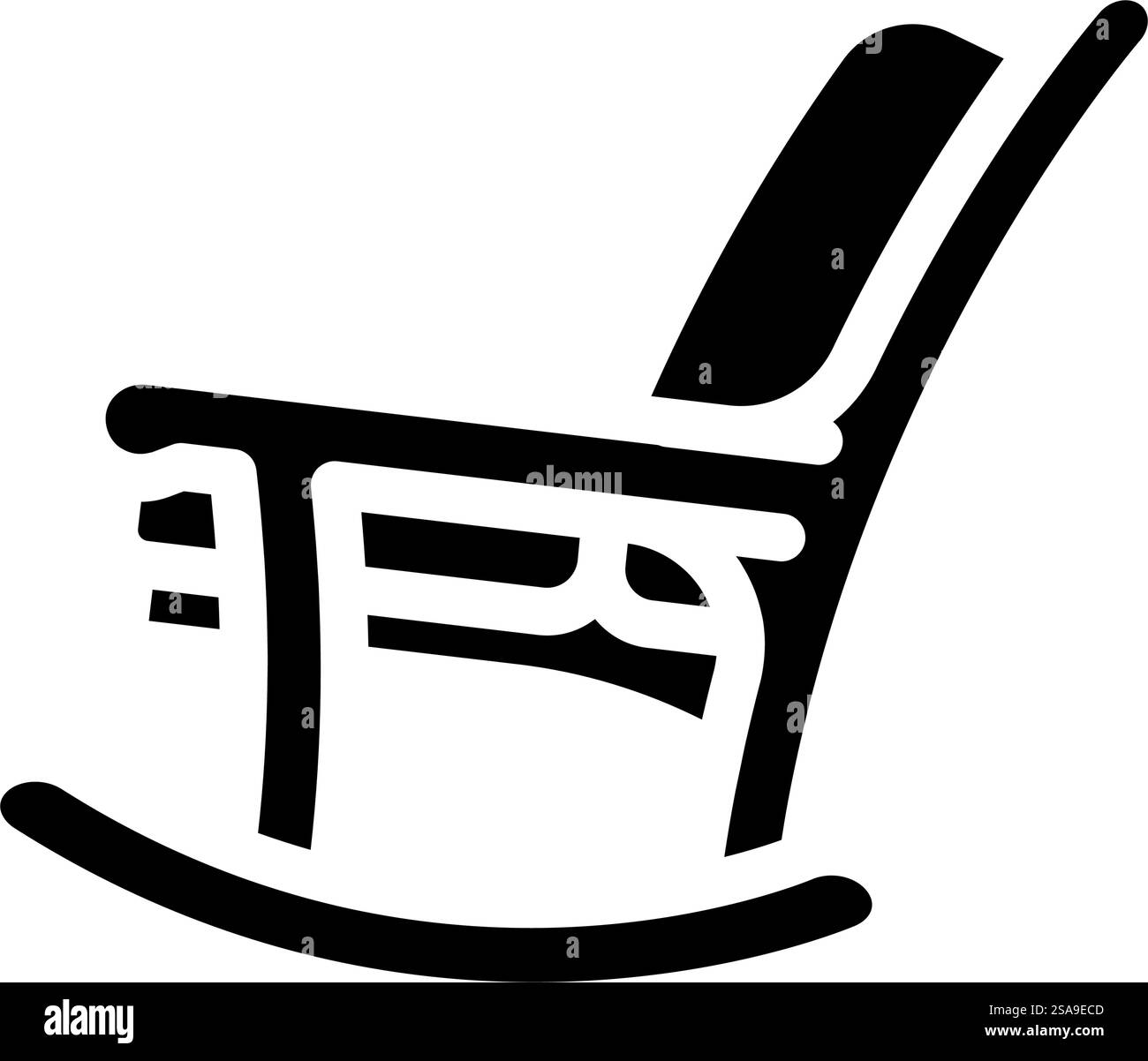 vecteur d'icône de glyphe de meubles d'extérieur de chaise à bascule. panneau de mobilier d'extérieur pour fauteuil à bascule. illustration de symbole isolé. illustration vectorielle d'icône de glyphe de meubles d'extérieur de chaise à bascule Illustration de Vecteur