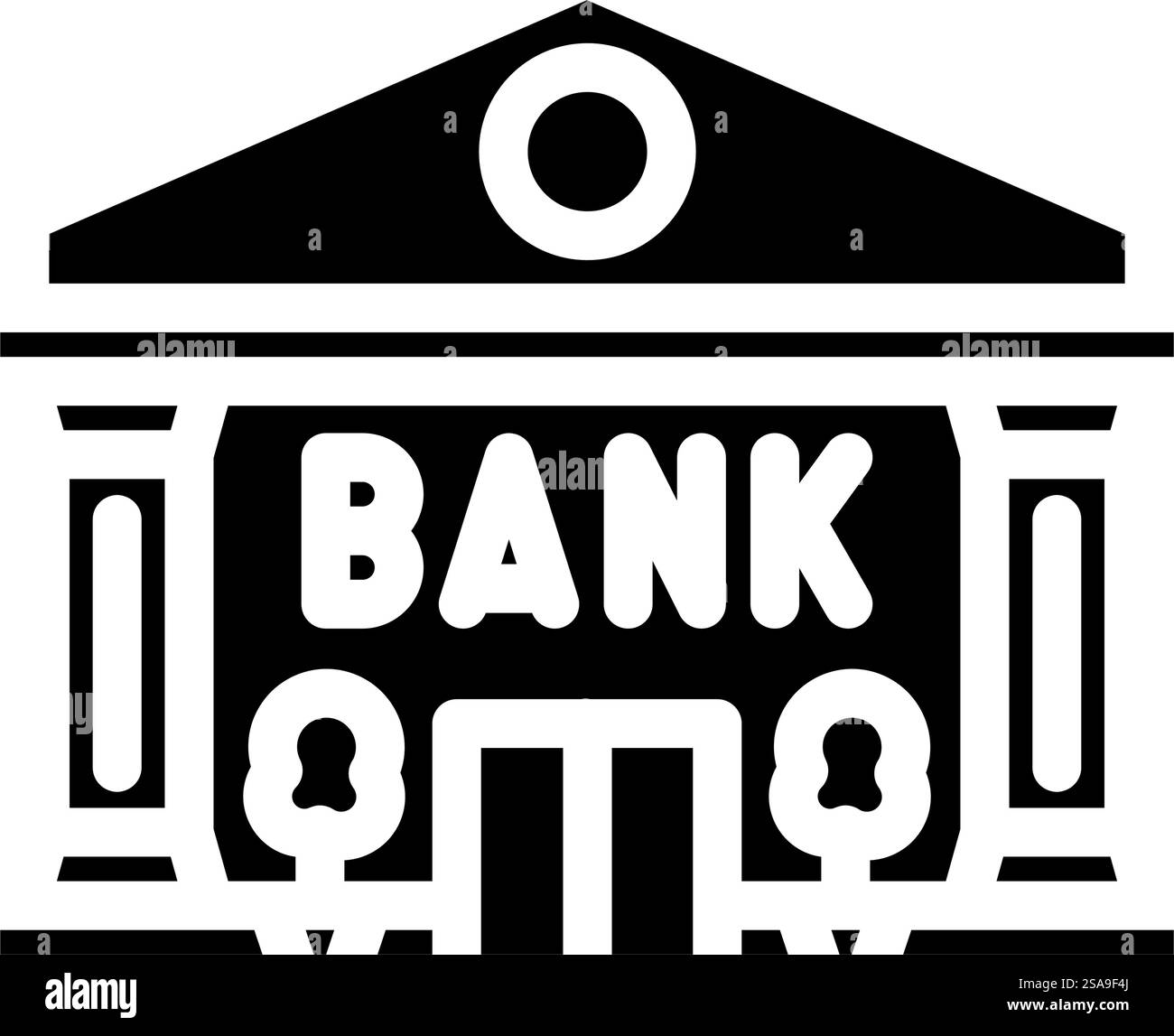 vecteur d'icône de glyphe de construction de banque cityscape. panneau de construction de banques à paysage urbain. illustration de symbole isolé. illustration vectorielle d'icône de glyphe de bâtiment de banque cityscape Illustration de Vecteur