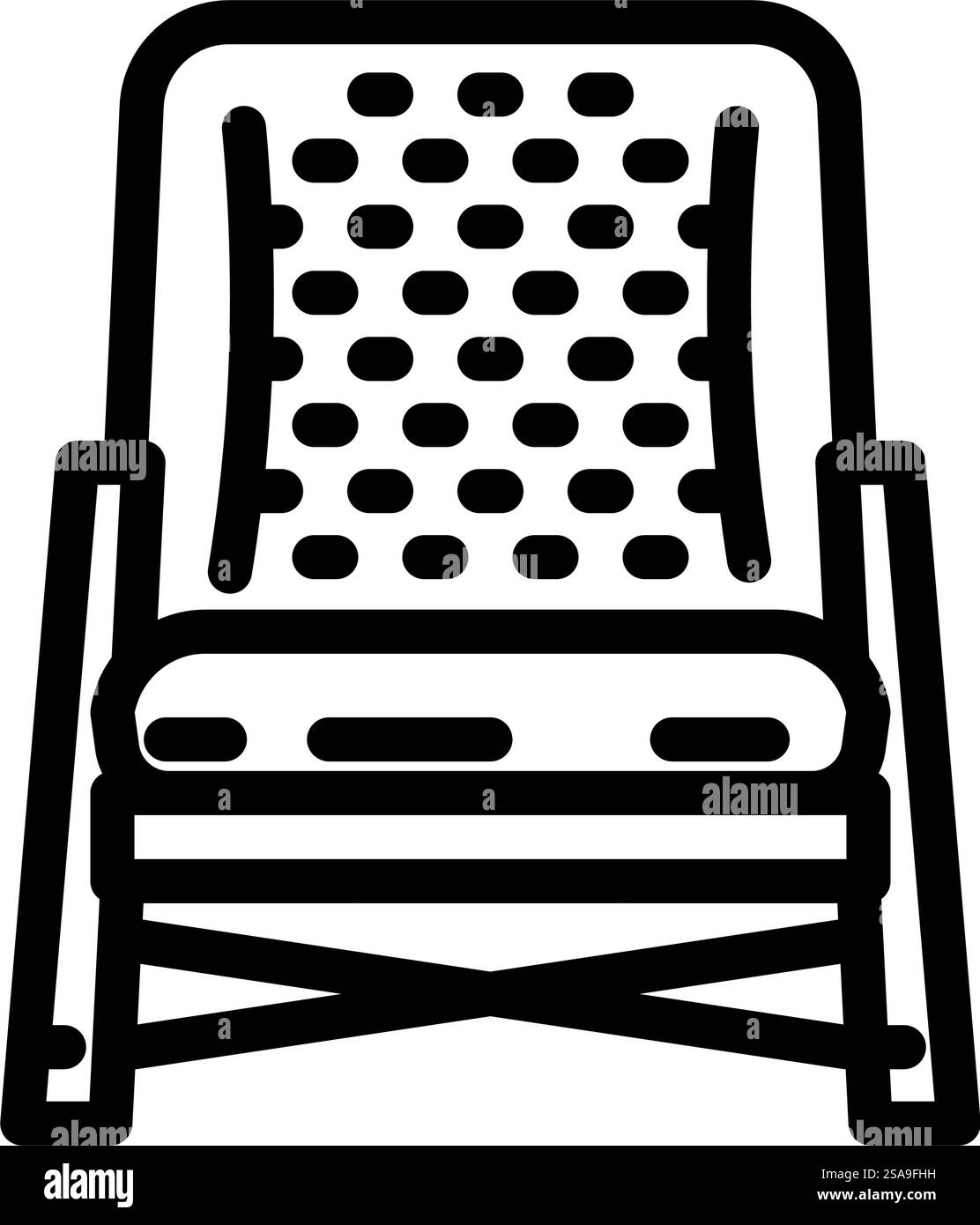 vecteur d'icône de ligne de meubles d'extérieur de chaise de patio. enseigne de meubles d'extérieur pour chaise de patio. illustration noire du symbole de contour isolé. illustration vectorielle d'icône de ligne de meubles d'extérieur de chaise de patio Illustration de Vecteur