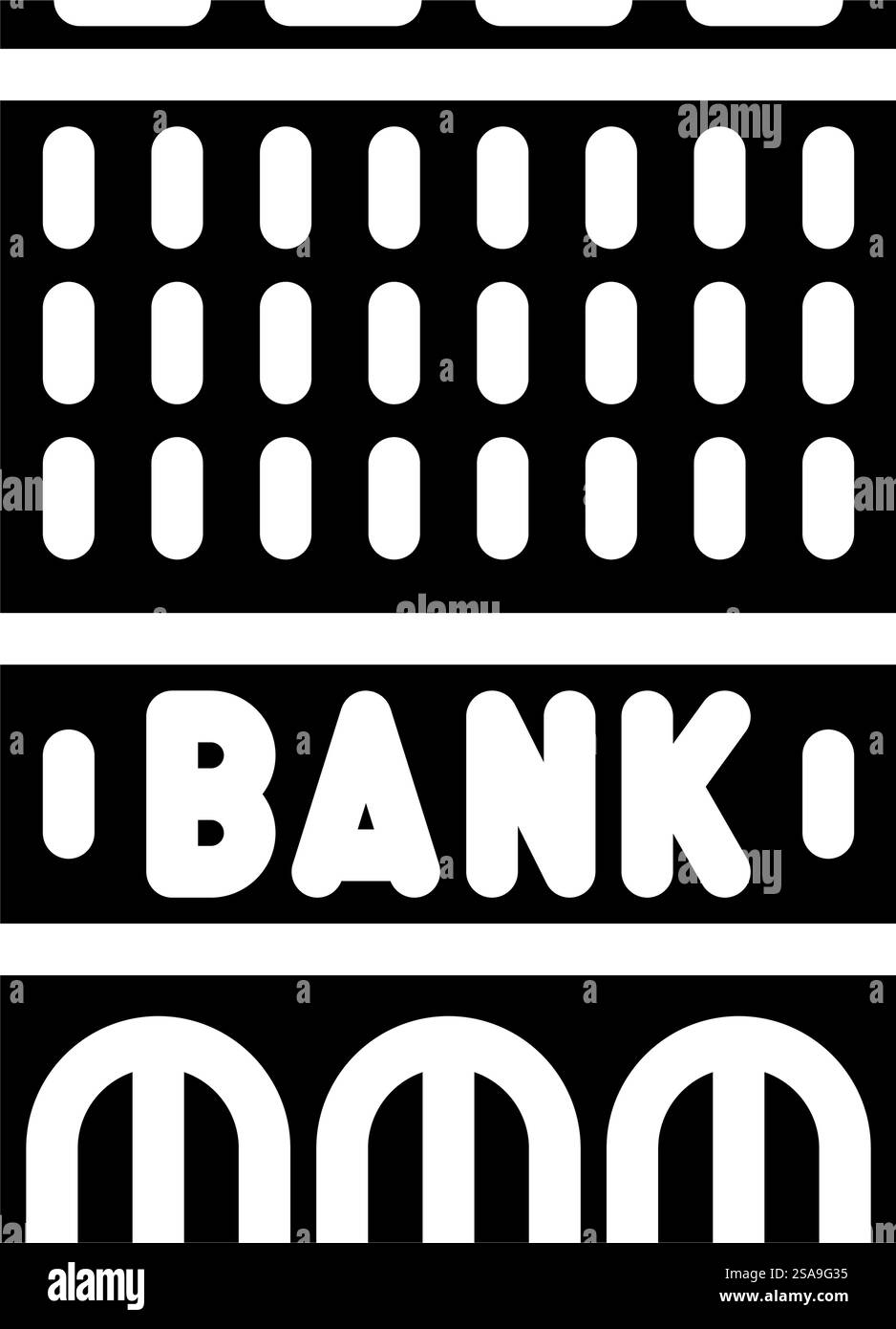 vecteur d'icône de glyphe de bâtiment de banque de bureau. enseigne de bâtiment de banque de bureau. illustration de symbole isolé. illustration vectorielle d'icône de glyphe de bâtiment de banque de bureau Illustration de Vecteur