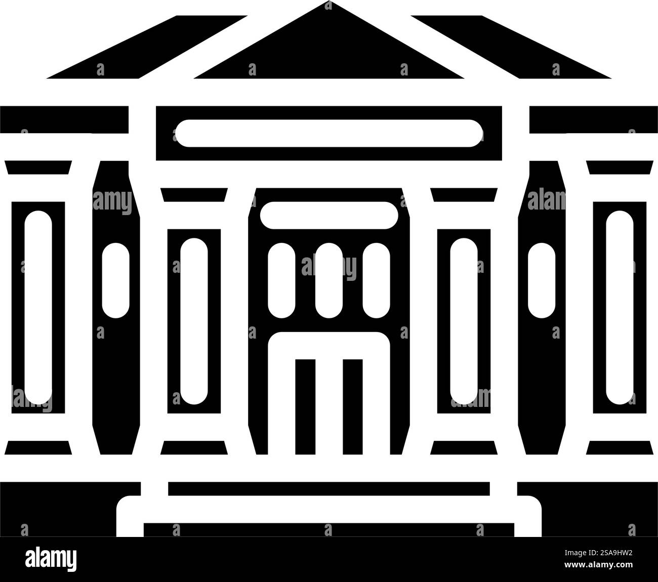 vecteur d'icône de glyphe de construction de banque monétaire. panneau de construction de banque monétaire. illustration de symbole isolé. illustration vectorielle d'icône de glyphe de construction de banque monétaire Illustration de Vecteur