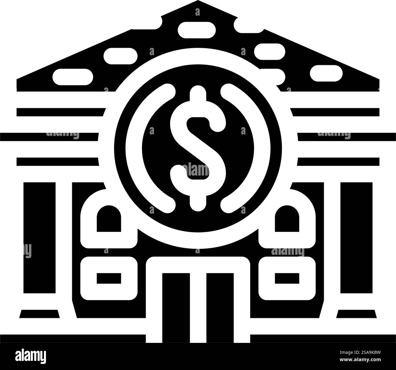 vecteur d'icône de glyphe de construction de banque de gratte-ciel. panneau de construction de gratte-ciel de banque. illustration de symbole isolé. illustration vectorielle d'icône de glyphe de bâtiment de banque de gratte-ciel Illustration de Vecteur