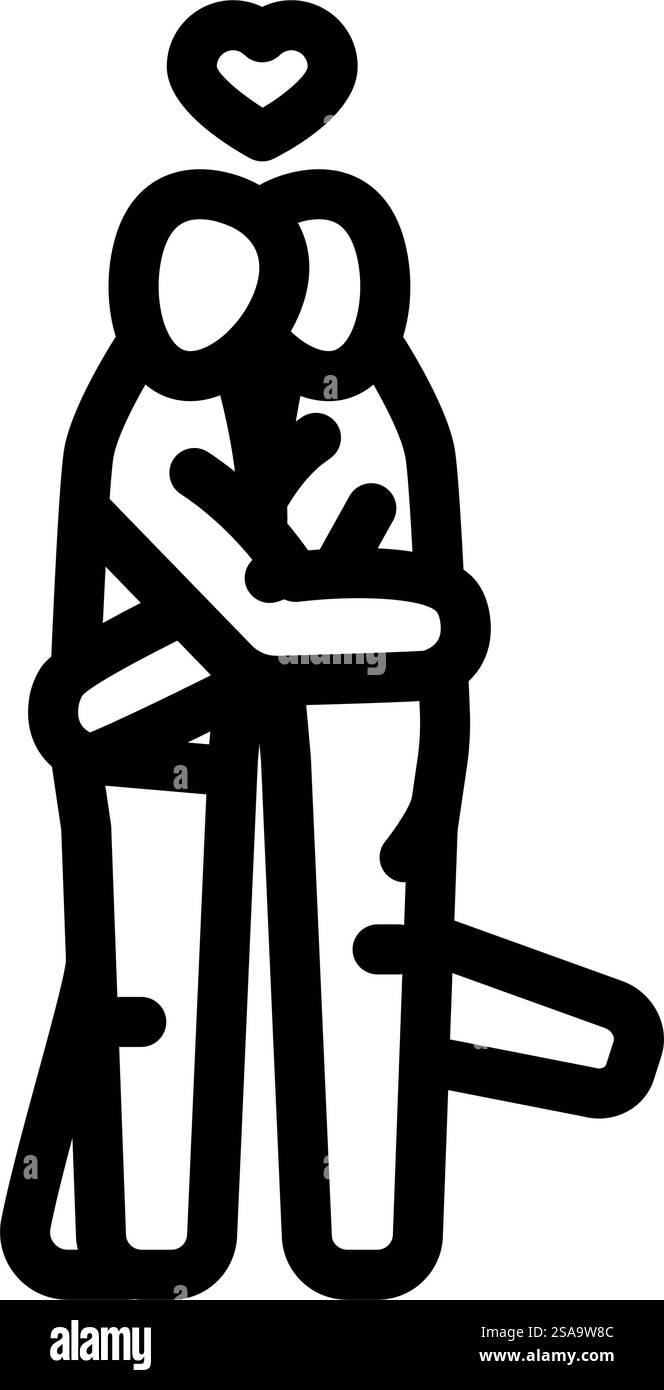 vecteur d'icône de ligne d'amour de couple gay lgbt. signe d'amour de couple gay lgbt. illustration noire du symbole de contour isolé. illustration vectorielle d'icône de ligne d'amour de couple gay lgbt Illustration de Vecteur