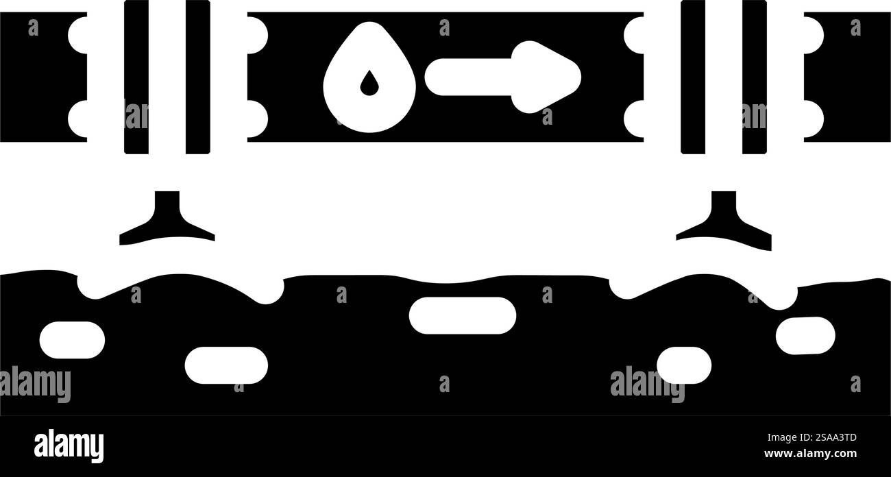 vecteur d'icône de glyphe de l'industrie pétrolière de pipeline. panneau de l'industrie pétrolière de pipeline. illustration de symbole isolé. illustration vectorielle d'icône de glyphe de l'industrie du pétrole de pipeline Illustration de Vecteur