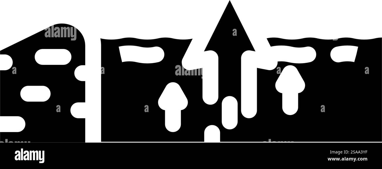 vecteur d'icône de glyphe de catastrophe d'eau montante. signe de catastrophe d'eau montante. illustration de symbole isolé. illustration vectorielle d'icône de glyphe de catastrophe d'eau montante Illustration de Vecteur