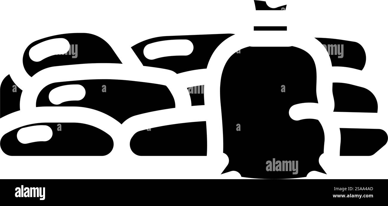 vecteur d'icône de glyphe de désastre de sacs de sable. panneau de désastre de sacs de sable. illustration de symbole isolé. illustration vectorielle d'icône de glyphe de désastre de sacs de sable Illustration de Vecteur