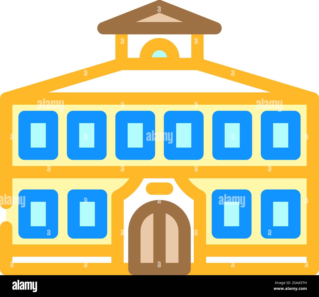 vecteur d'icône de couleur de bâtiment d'école de façade. panneau de façade pour la construction d'écoles. illustration de symbole isolé. illustration vectorielle d'icône de couleur de bâtiment d'école de façade Illustration de Vecteur