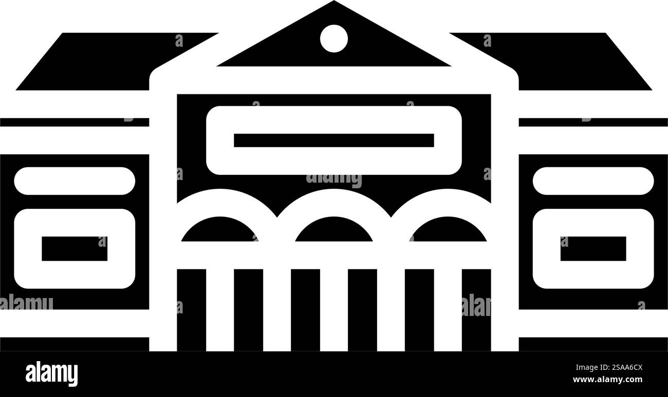 vecteur d'icône de glyphe de construction d'école d'académie. enseigne de construction d'école d'académie. illustration de symbole isolé. illustration vectorielle d'icône de glyphe de construction d'école d'académie Illustration de Vecteur