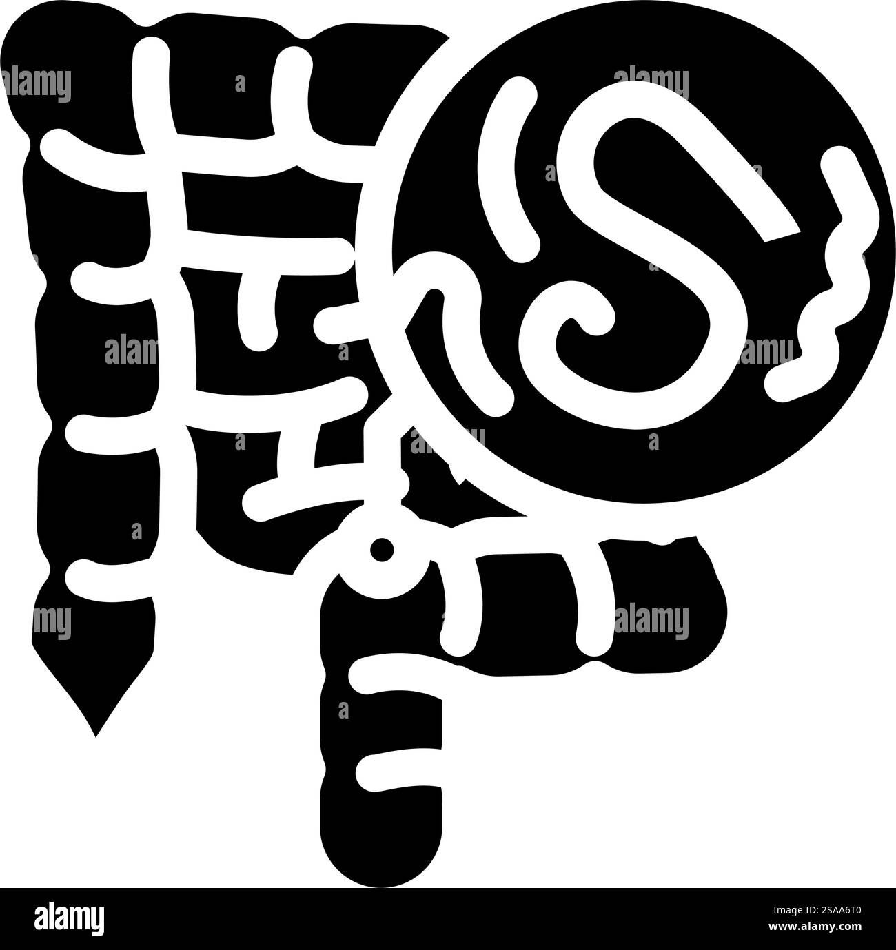 vecteur d'icône de glyphe parasite du système digestif de ver. signe parasite du système digestif des vers. illustration de symbole isolé. illustration vectorielle d'icône de glyphe parasite du système digestif de ver Illustration de Vecteur