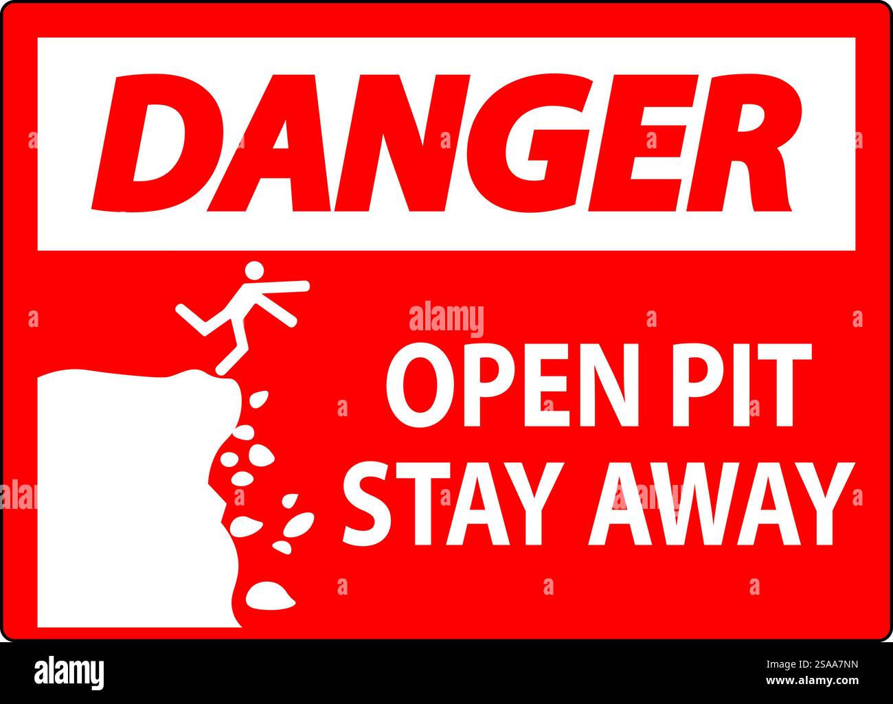 Panneau danger Ouvrir la fosse, rester à l'écart Illustration de Vecteur