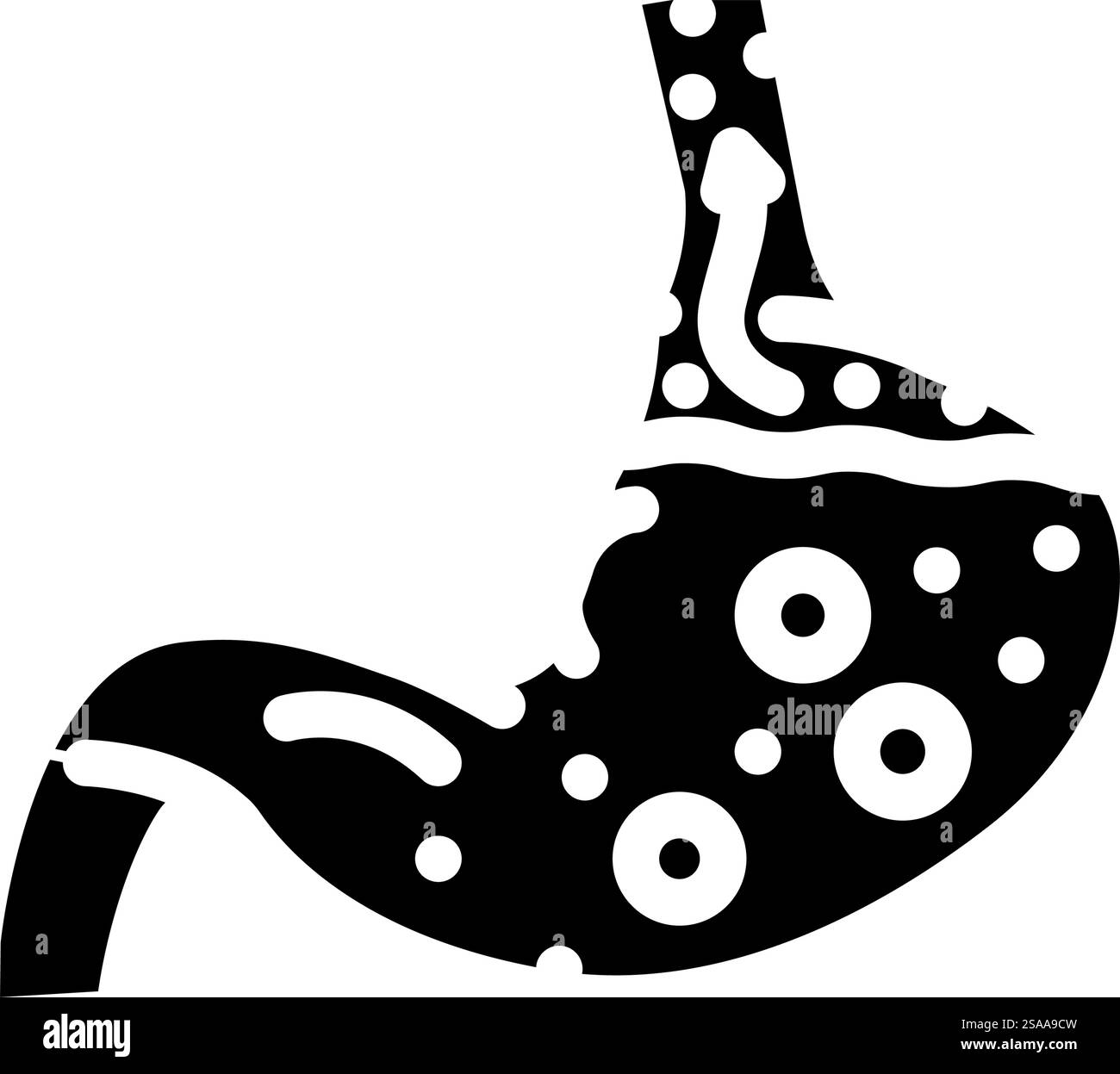 vecteur d'icône de glyphe de la maladie de reflux gastro-oesophagien. signe du reflux gastro-oesophagien. illustration de symbole isolé. illustration vectorielle d'icône de glyphe de maladie de reflux gastro-oesophagien Illustration de Vecteur