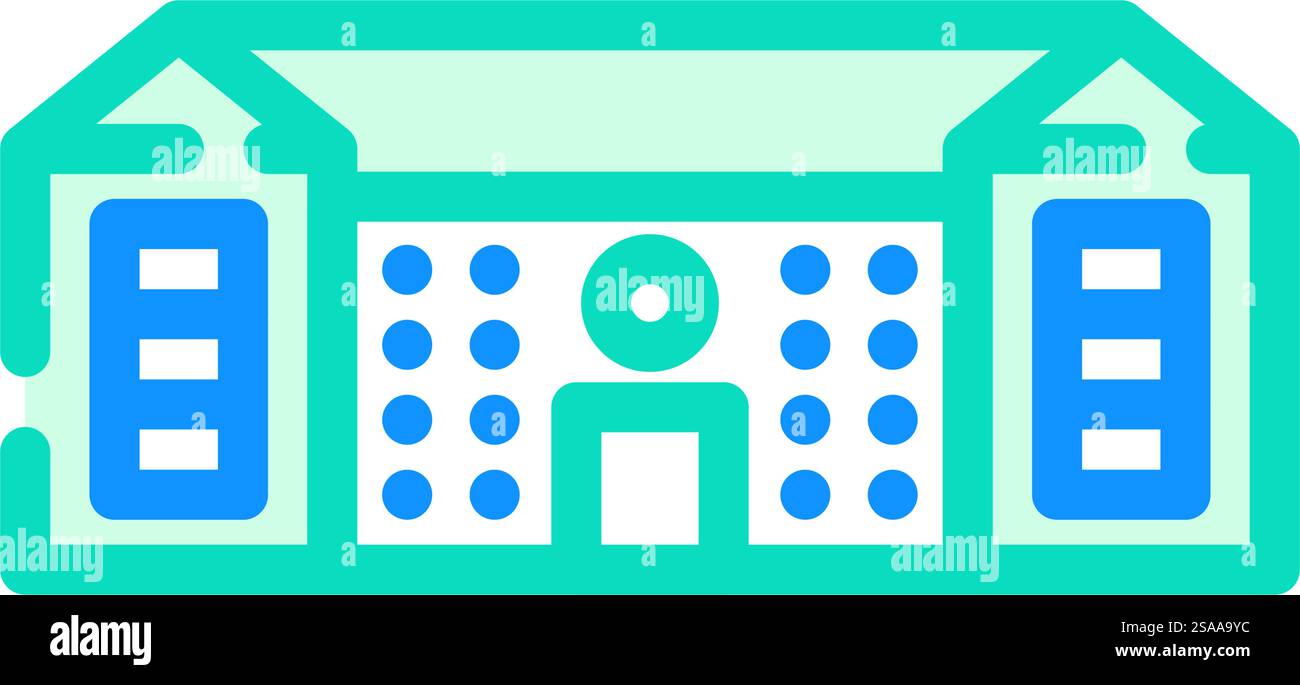 vecteur d'icône de couleur de bâtiment d'école publique. panneau de construction d'écoles publiques. illustration de symbole isolé. illustration vectorielle d'icône de couleur de bâtiment d'école publique Illustration de Vecteur