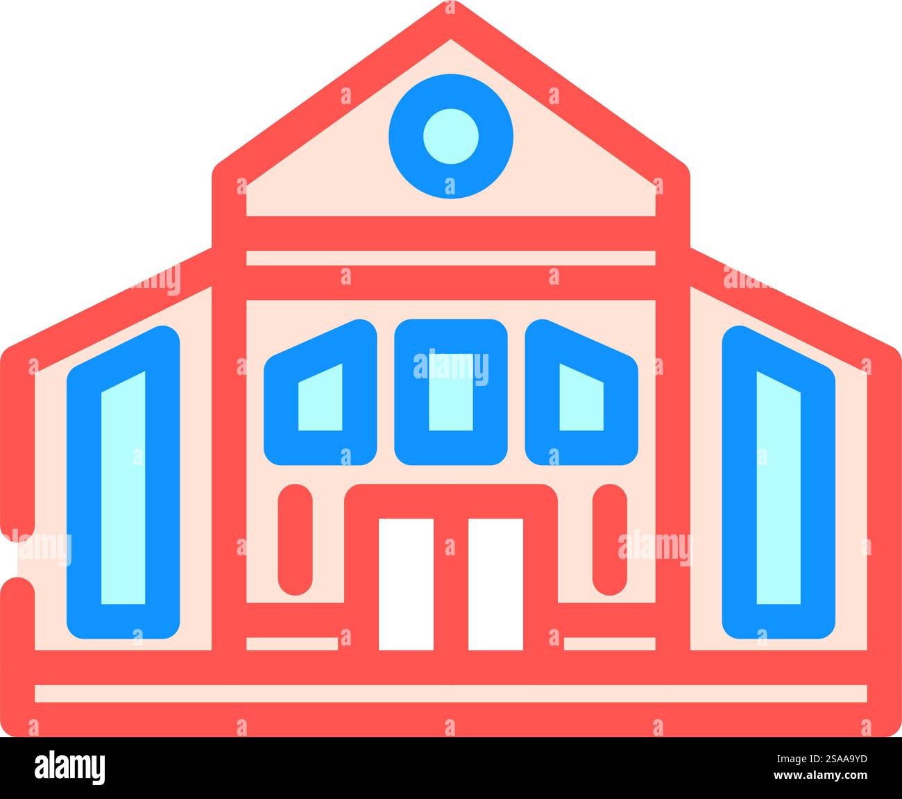 vecteur d'icône de couleur de bâtiment d'école primaire. panneau de construction de l'école primaire. illustration de symbole isolé. illustration vectorielle d'icône de couleur de bâtiment d'école primaire Illustration de Vecteur