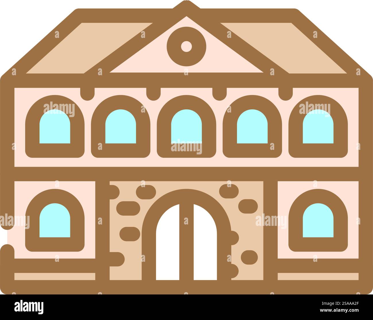 vecteur d'icône de couleur de bâtiment d'école de brique. panneau de construction d'école en brique. illustration de symbole isolé. illustration vectorielle d'icône de couleur de bâtiment d'école de brique Illustration de Vecteur